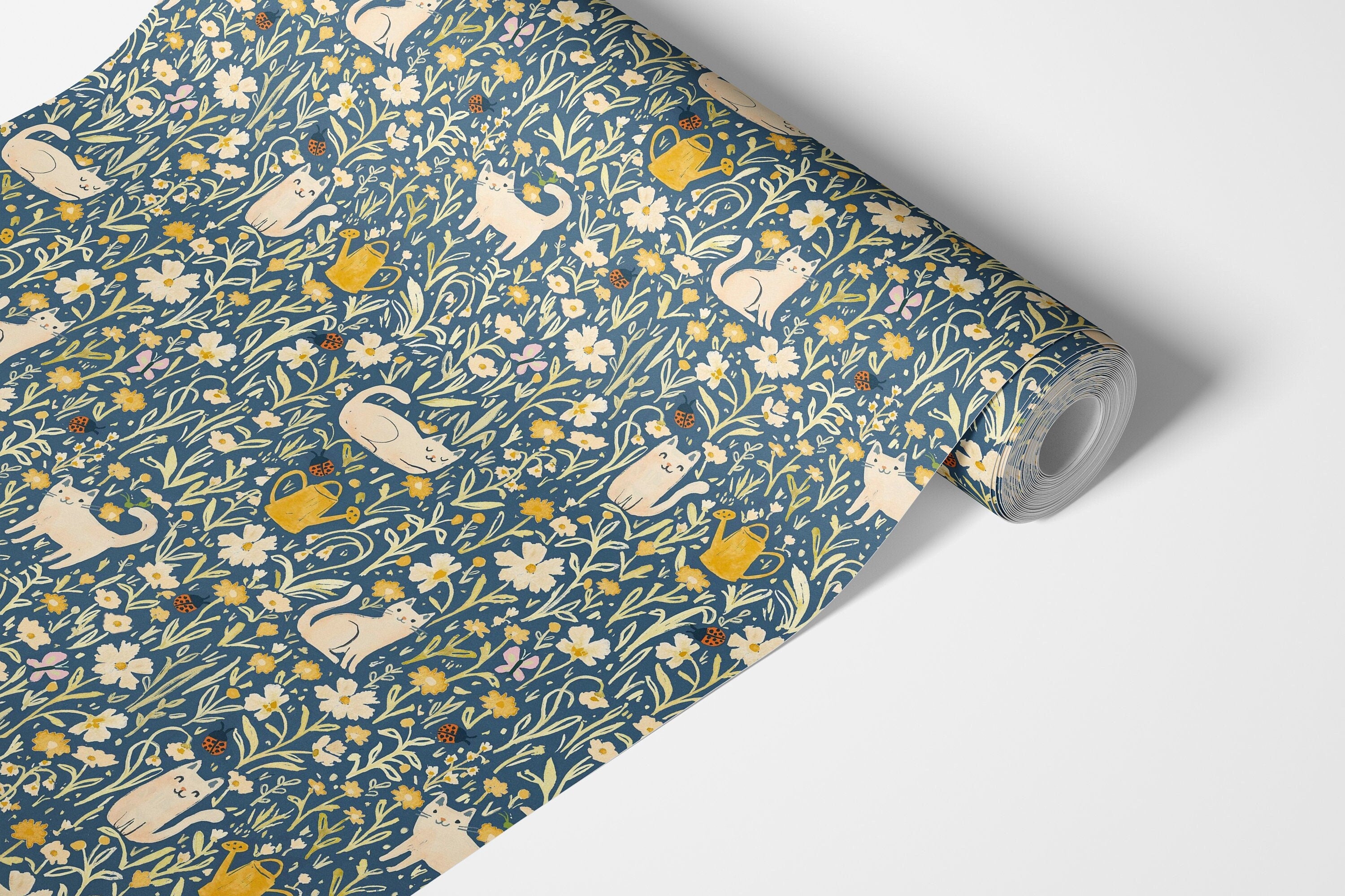 Meow Meadow | Navy Floral Removable Contact Paper for Shelves, Cabinets, Walls, DIY Home Decor 1791