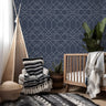 Removable Navy Geometric Wallpaper | Boys Nursery Wallpaper | Kids Wallpaper | Childrens Wallpaper | Peel Stick Wallpaper | Boys Room | 1303 - James And Colors