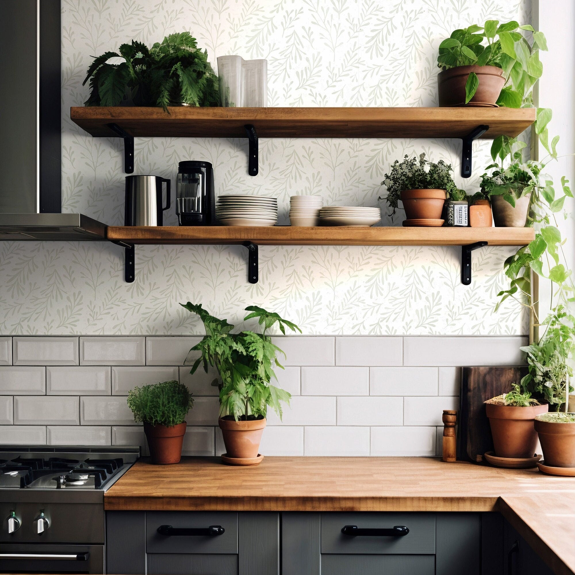 Distressed Leaf Wallpaper Peel and Stick Wallpaper Removable Wallpaper Wall Decor Home Decor Wall Art Printable Wall Art Room Decor 1331 - James And Colors