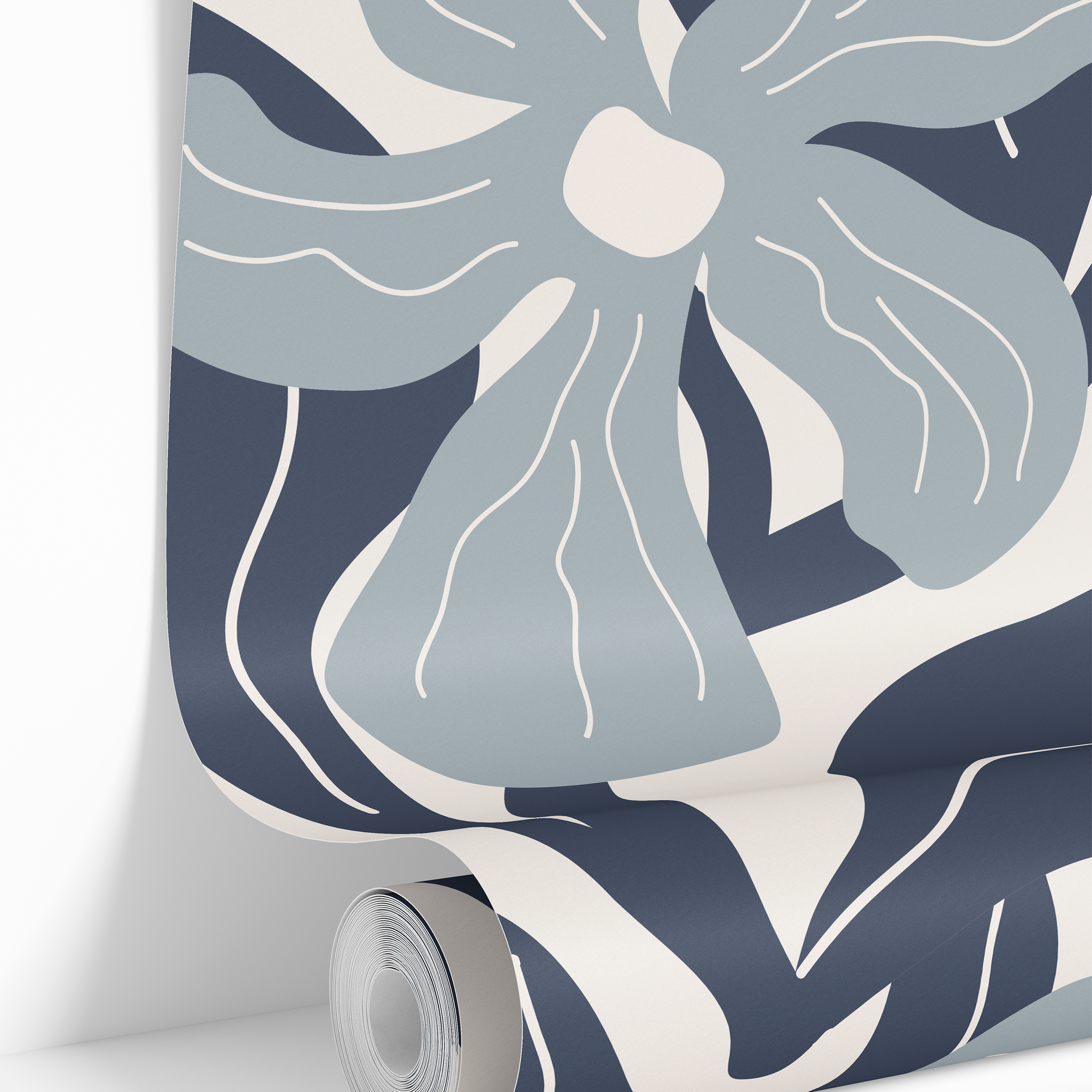wallpaper 1133a roll image with large blue floral design

