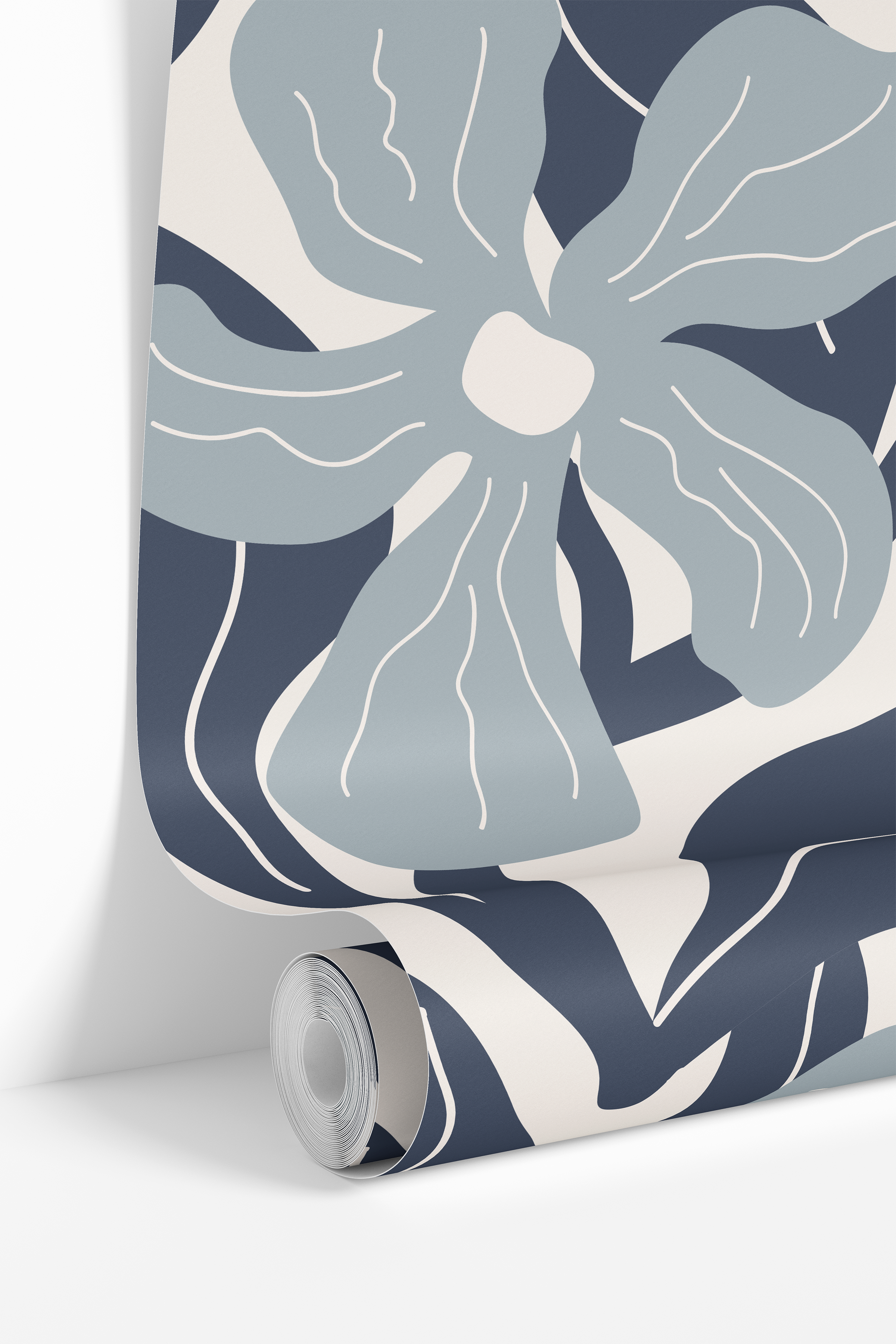 wallpaper 1133a roll image with large blue floral design


