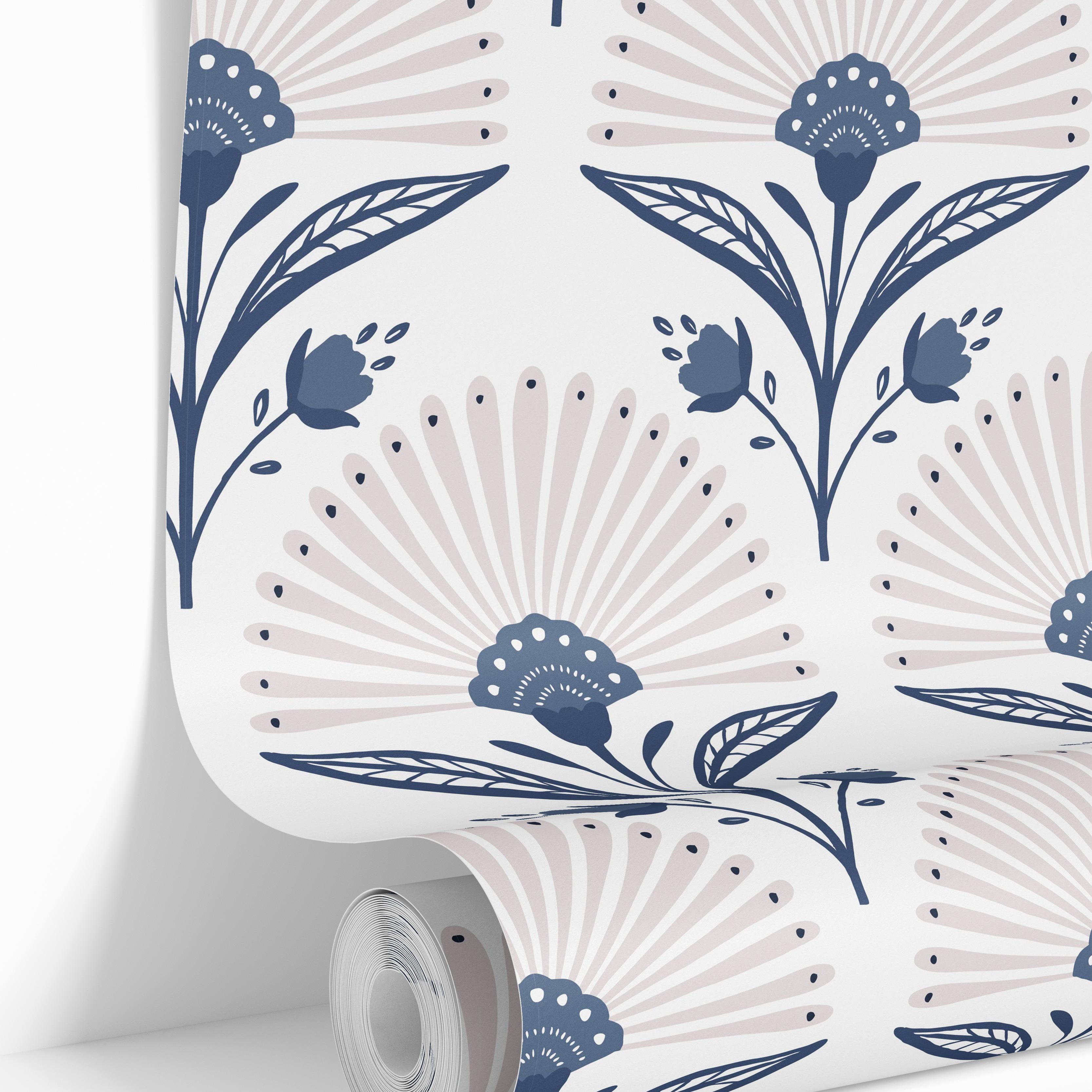 wallpaper roll image with blue floral pattern 1632