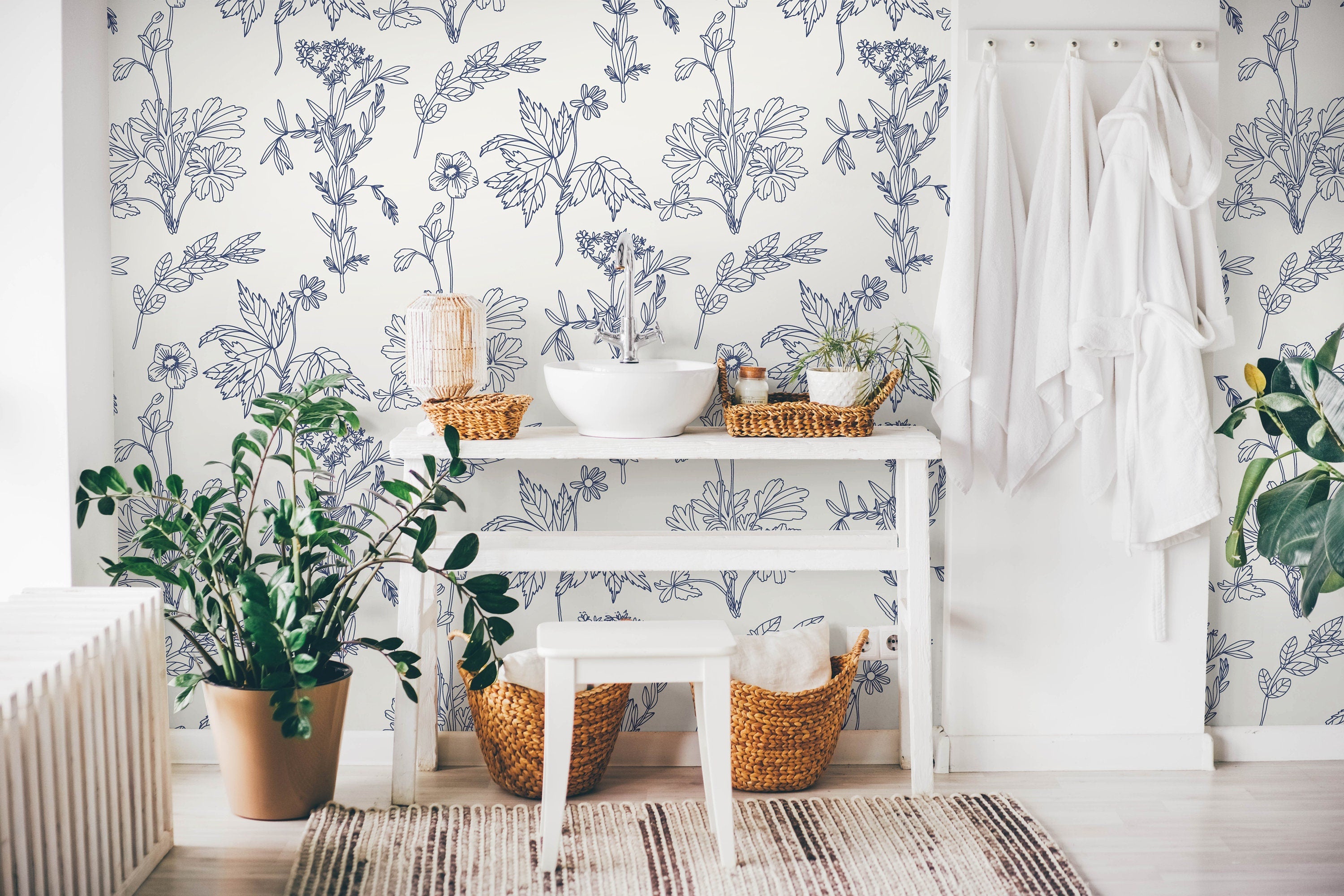  indigo herbarium wallpaper 660 botanical print