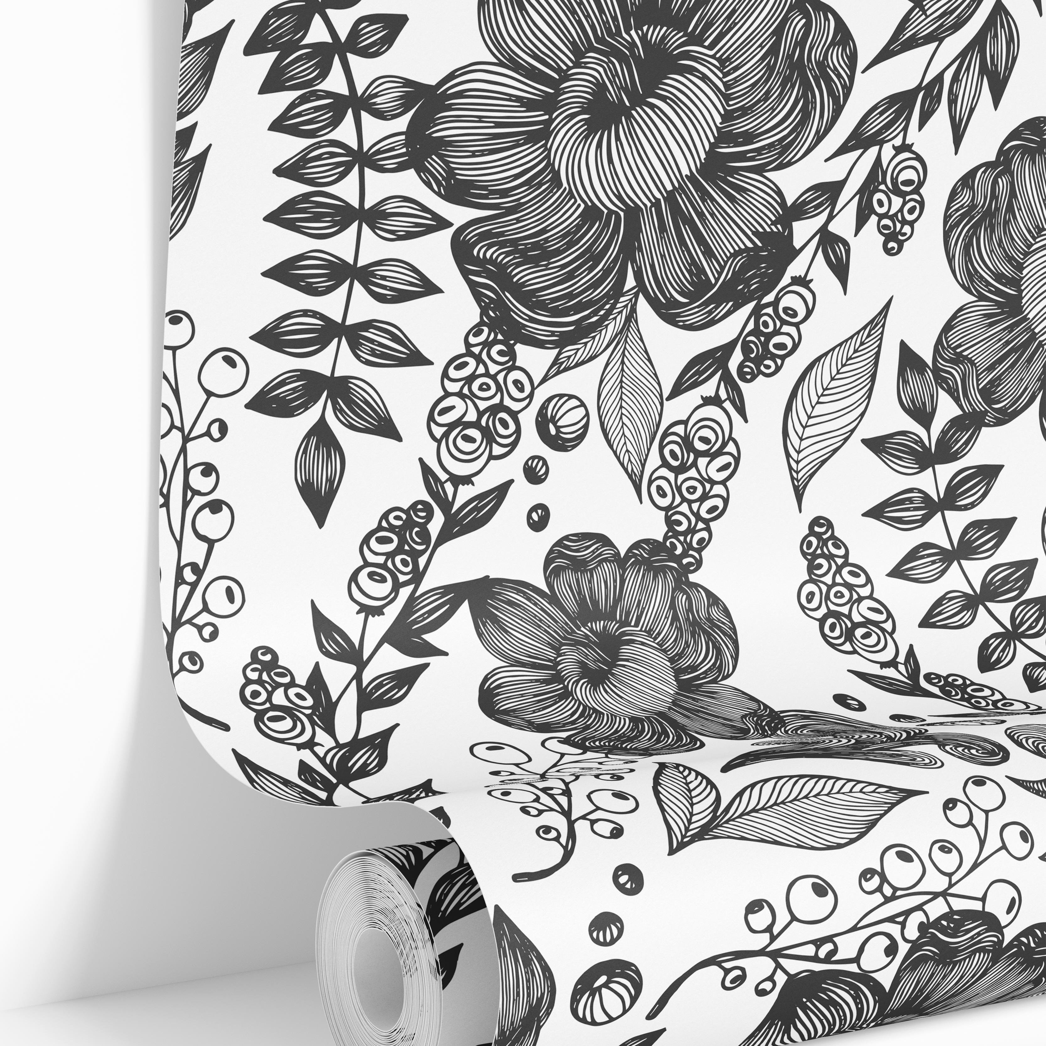 wallpaper roll image 3597 bedroom with inky garden 
