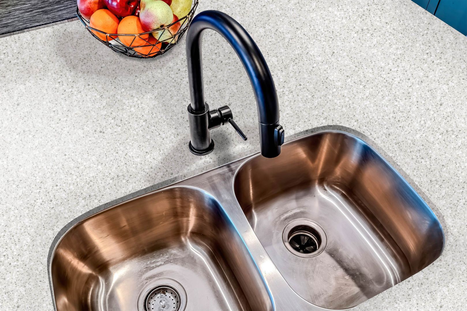 Ivory Terrazzo countertop film 79 installed on a kitchen countertop with light terrazzo texture