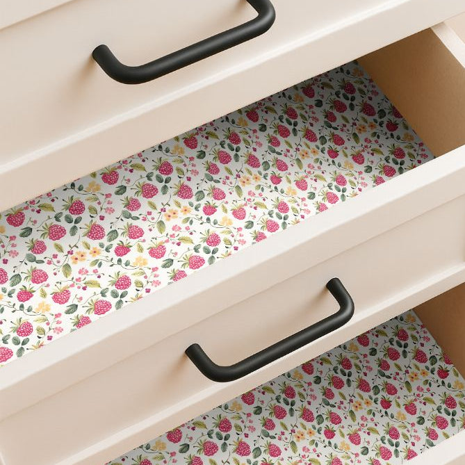 Sunday Garden – Floral Raspberry Contact Paper / Drawer Liner | 1991