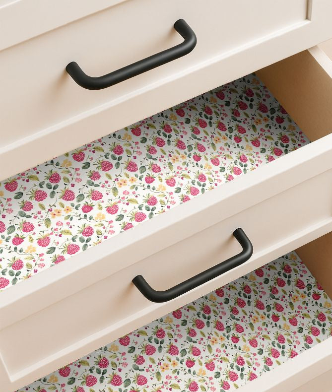 Sunday Garden – Floral Raspberry Contact Paper / Drawer Liner | 1991