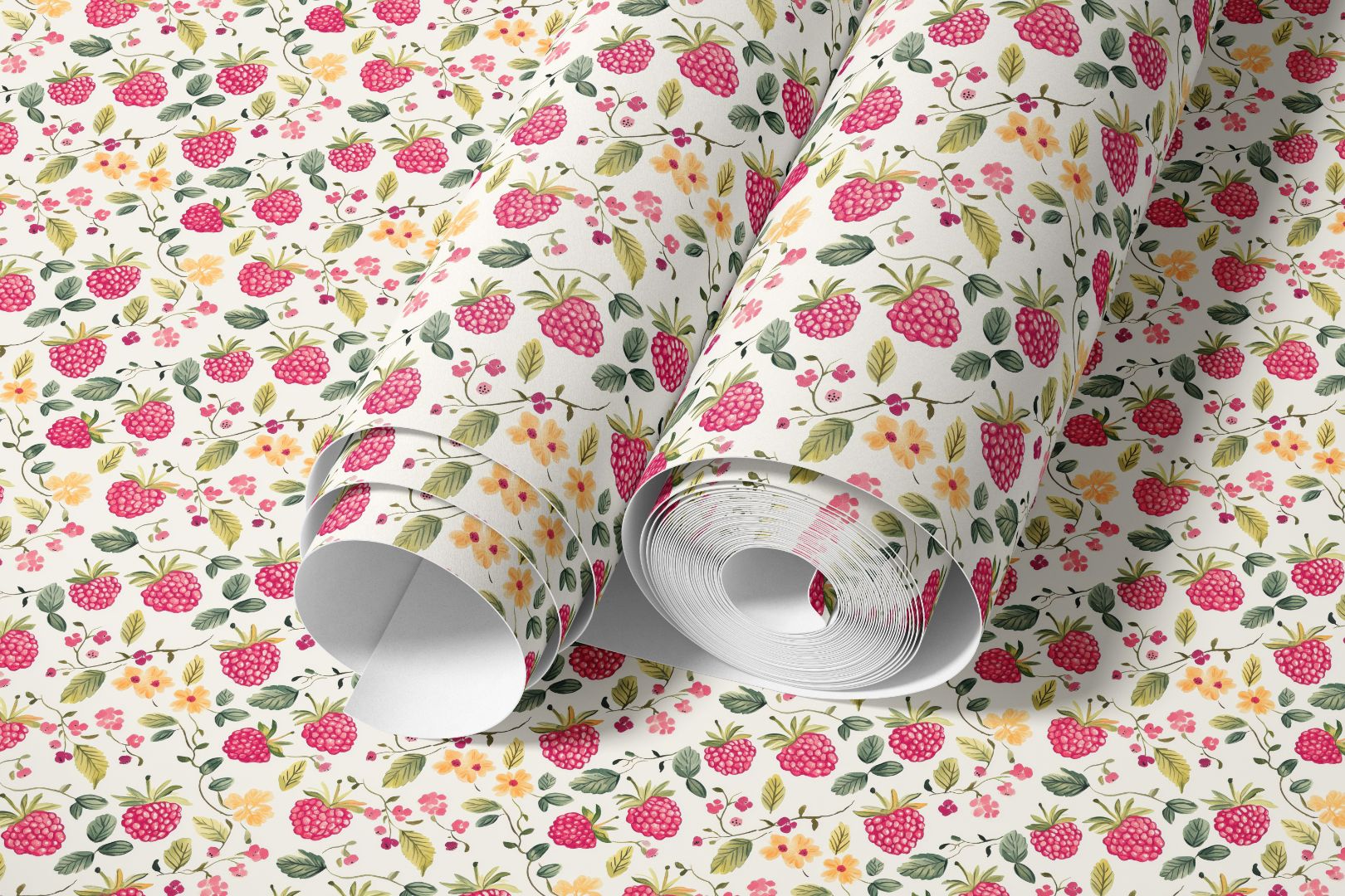 Sunday Garden – Floral Raspberry Contact Paper / Drawer Liner | 1991
