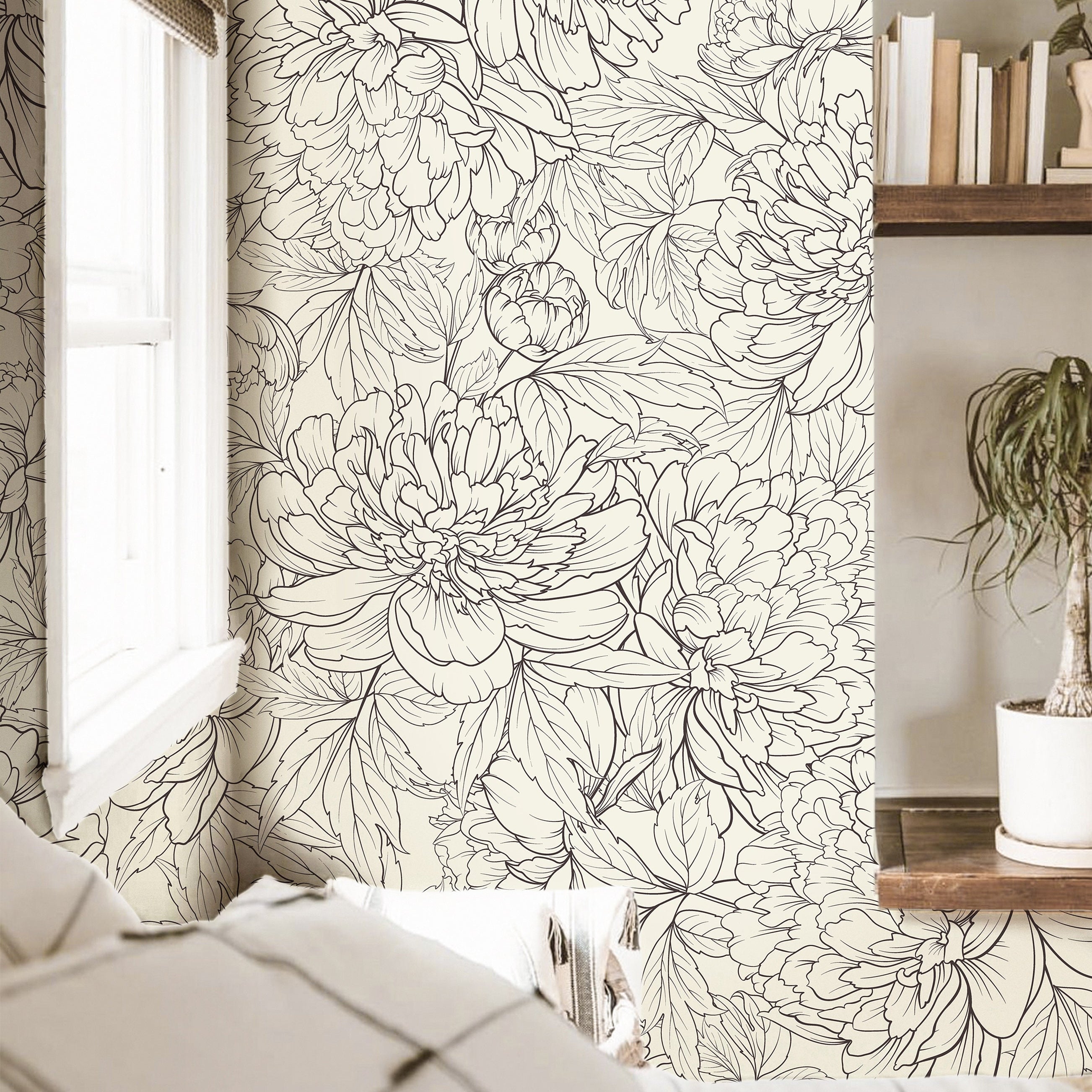 peony perfection wallpaper with oversized botanical florals 3822