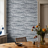 blue botanical stripe wallpaper laurel row in classic dining room interior