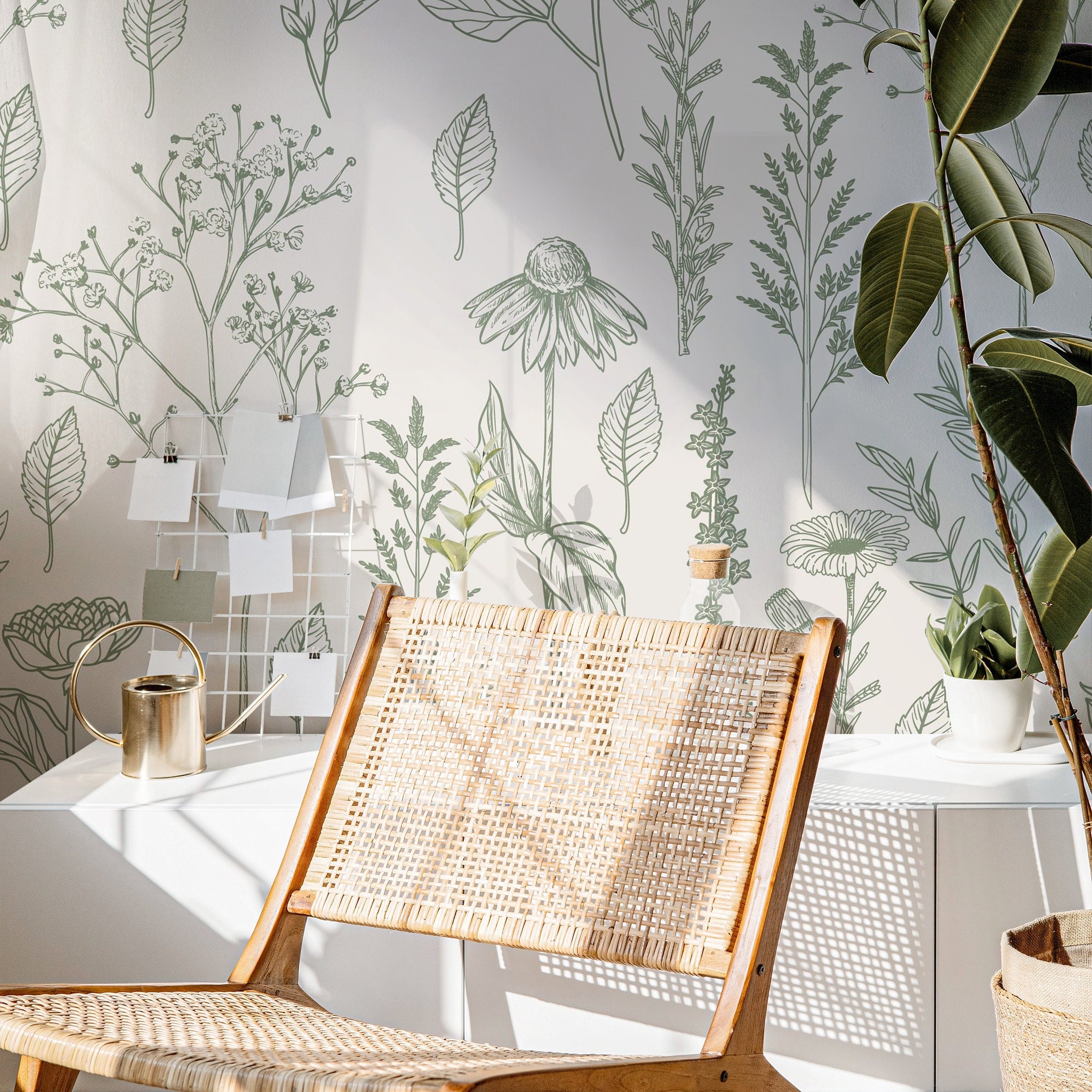 calming minimalist botanical wallpaper design 583