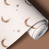 Lunar Lullaby contact paper with bronze
moons and minimalist celestial symbols