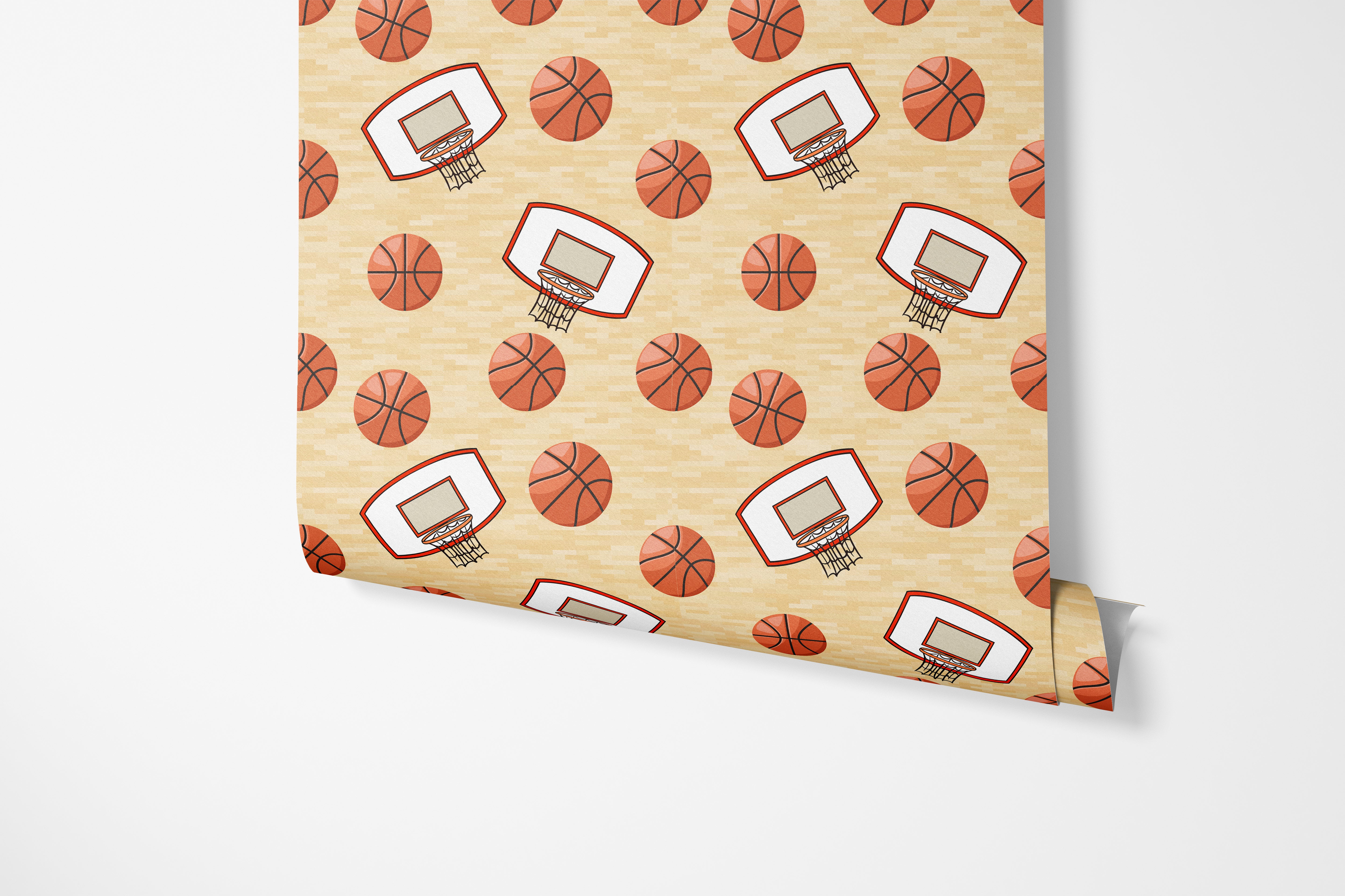 contact paper with basketballs and maple background