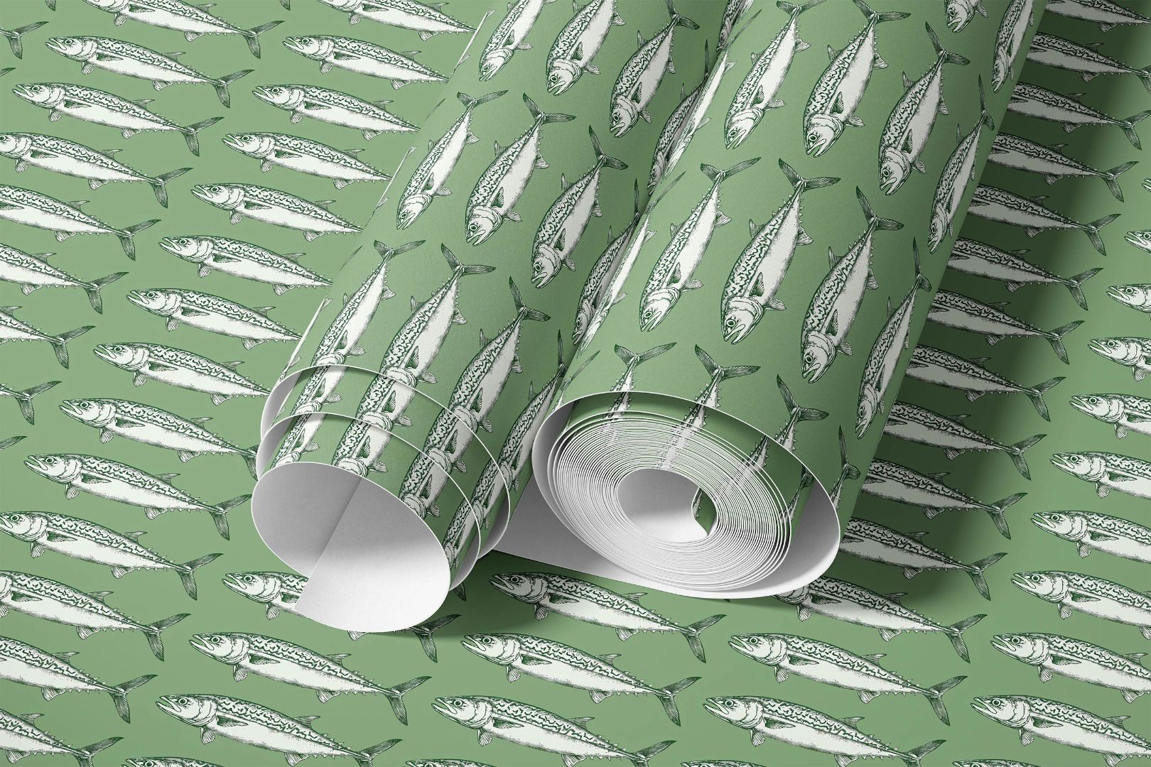 Mariner’s Catch Contact Paper showcasing repeating fish pattern on fish background