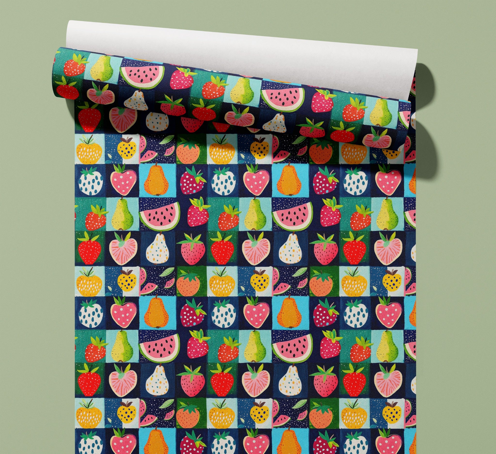 colorful fruit tile contact paper for cabinets drawers and shelves with grid pattern design
