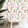 watercolor wildflower wallpaper 3886 with peach and blush tones
