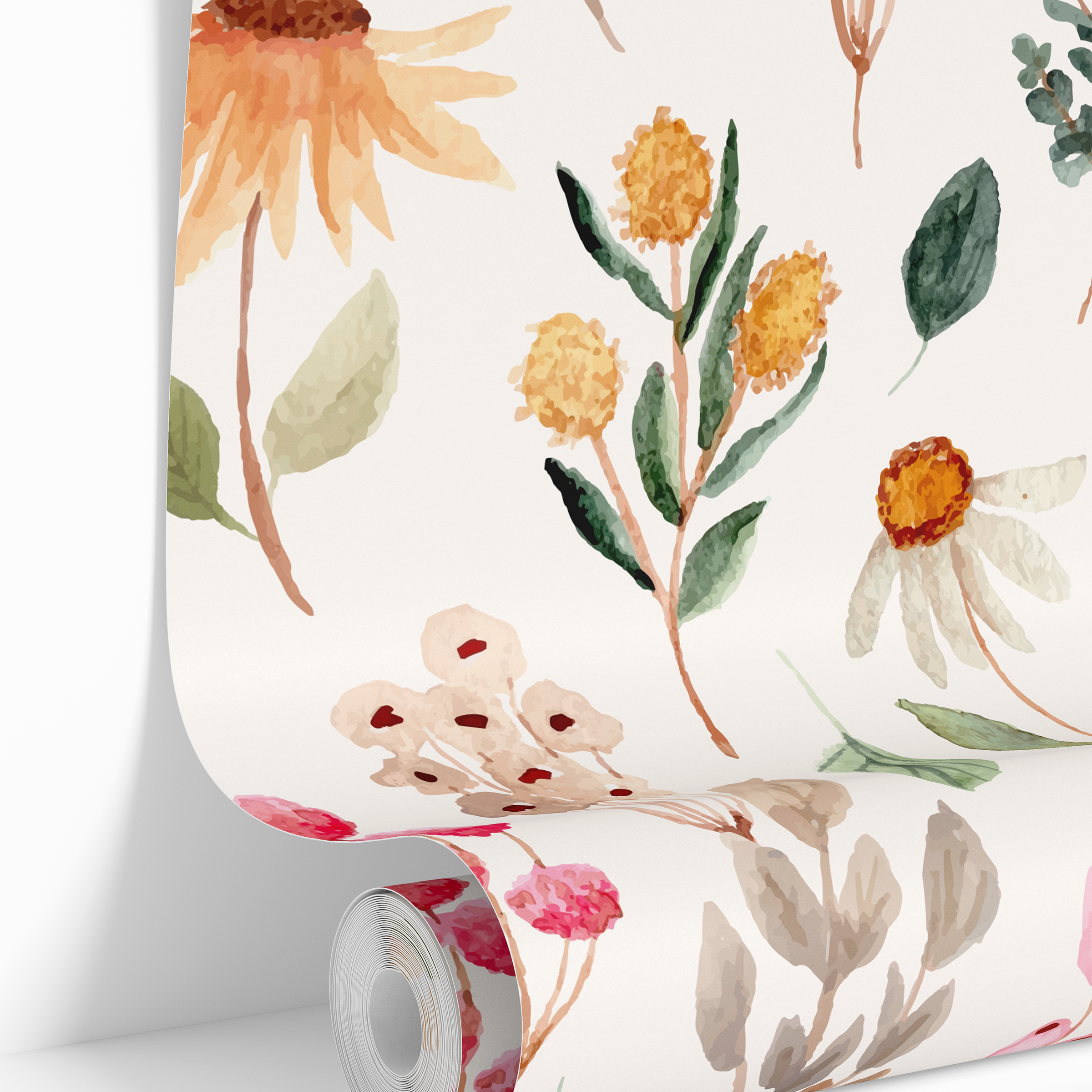 wallpaper 3886 roll image with wildflower watercolor print

