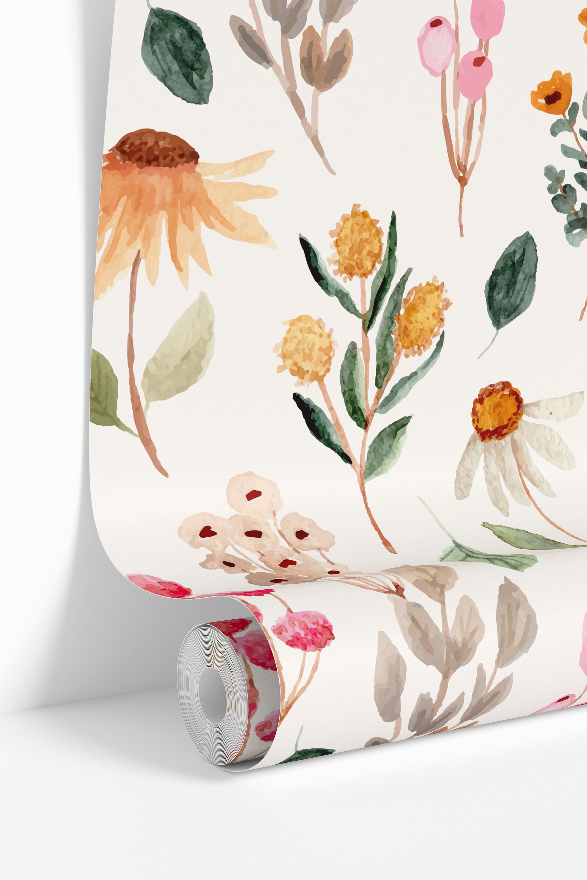 wallpaper 3886 roll image with wildflower watercolor print

