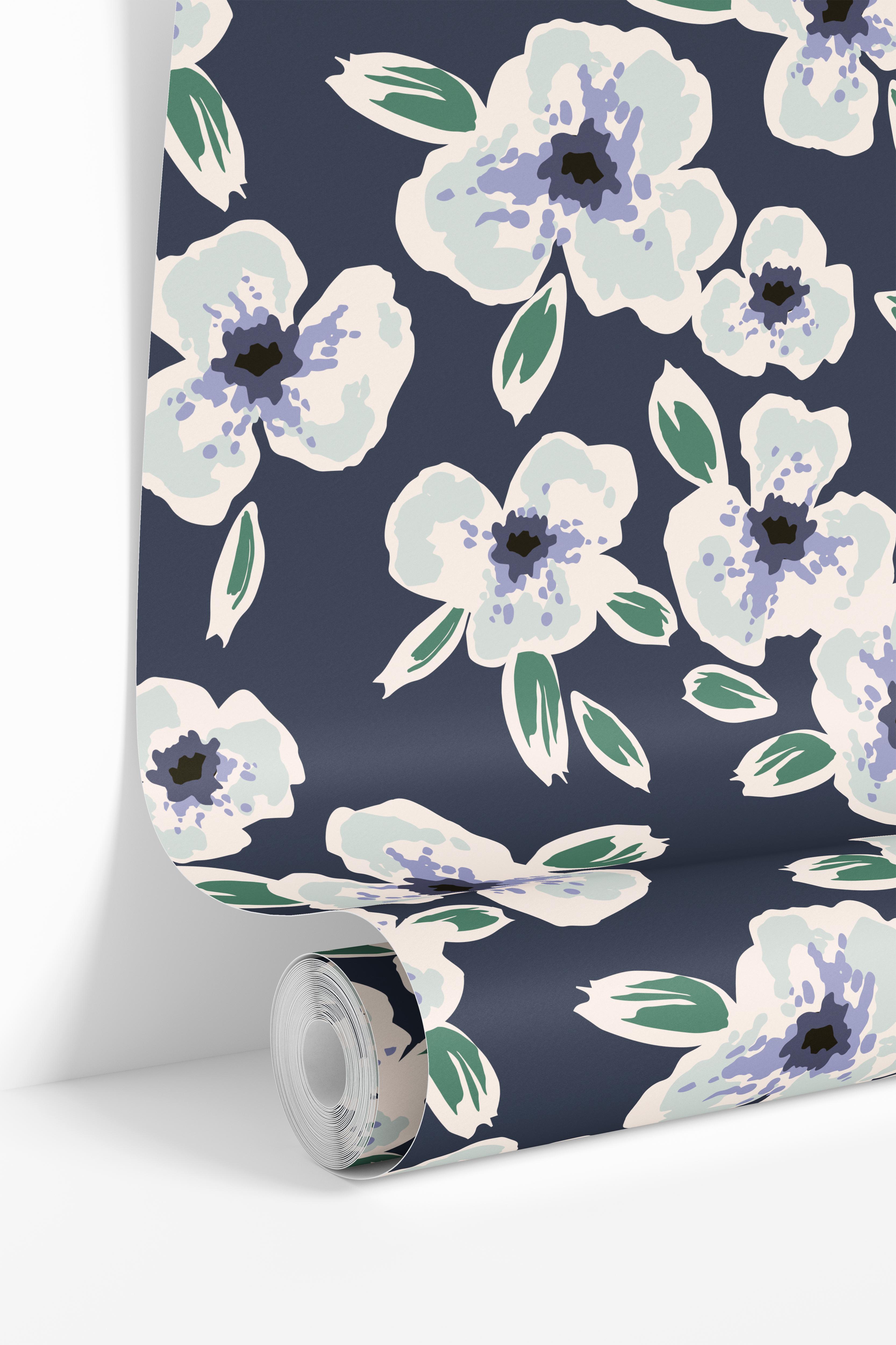wallpaper roll 2039 midnight bloom navy floral design