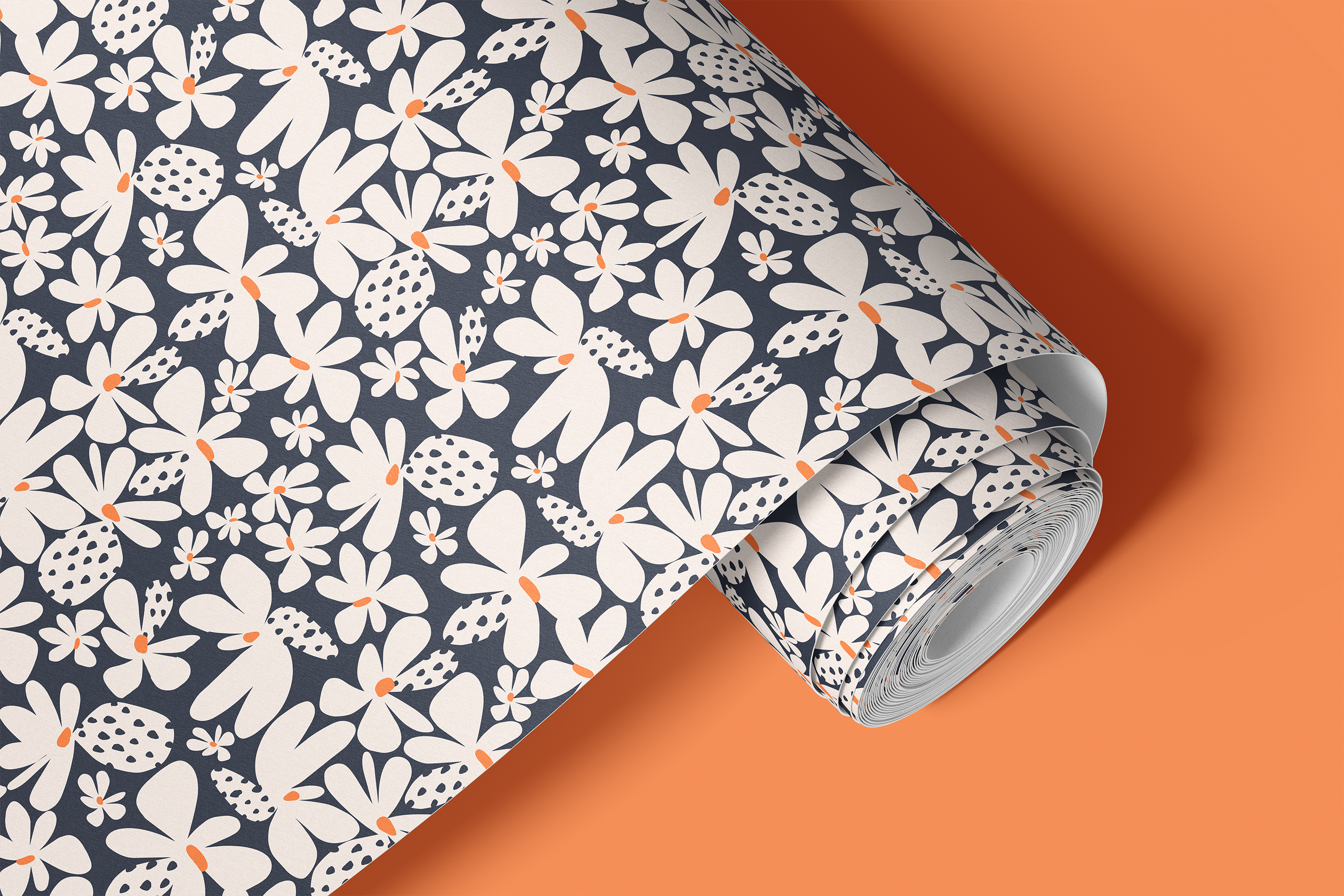 graphic daisy contact paper in navy and white

