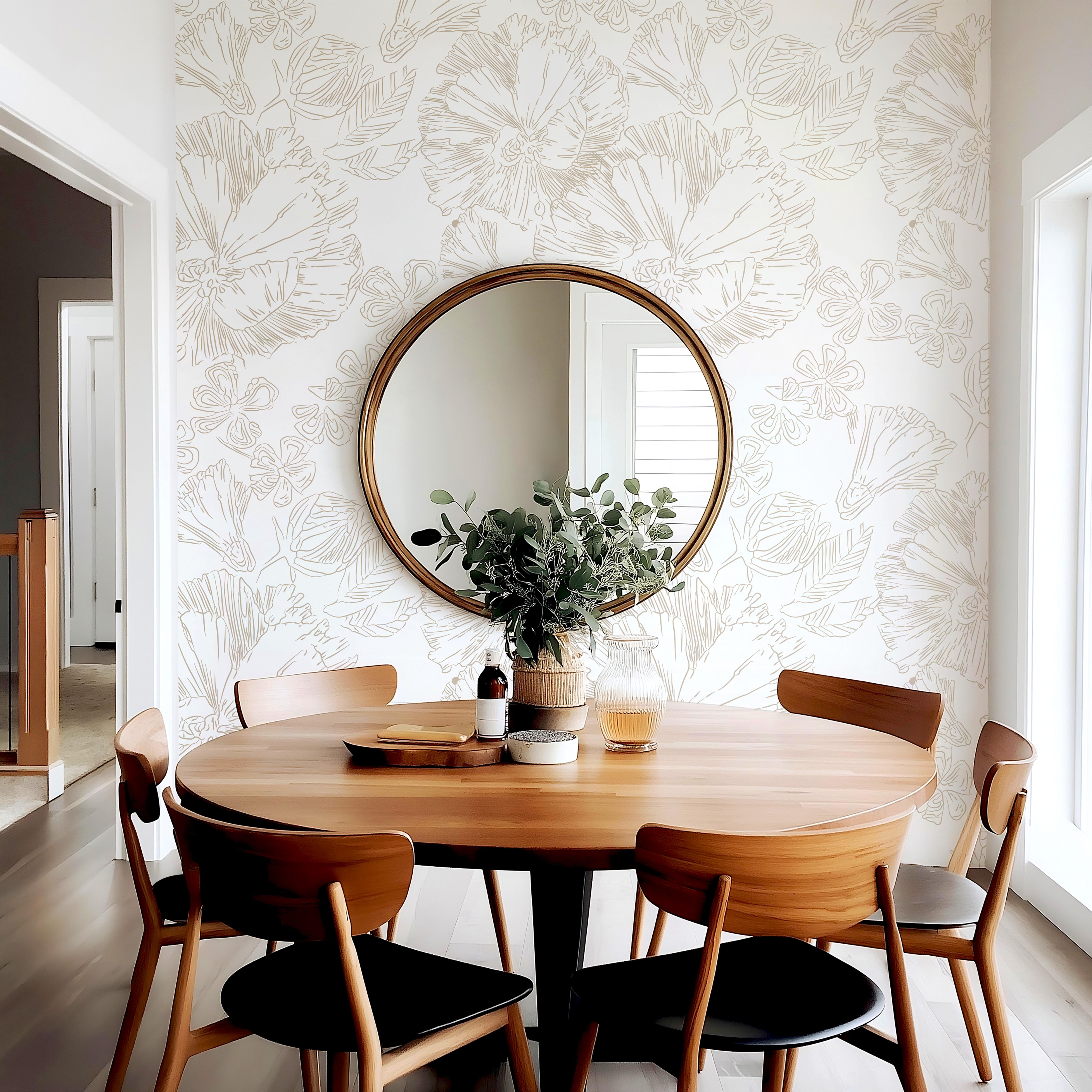 minimal floral wallpaper for serene decor