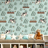 Moo Meadow Farm Wallpaper in nursery setting with playful cows, bees, and carrots creating a cheerful farm atmosphere.