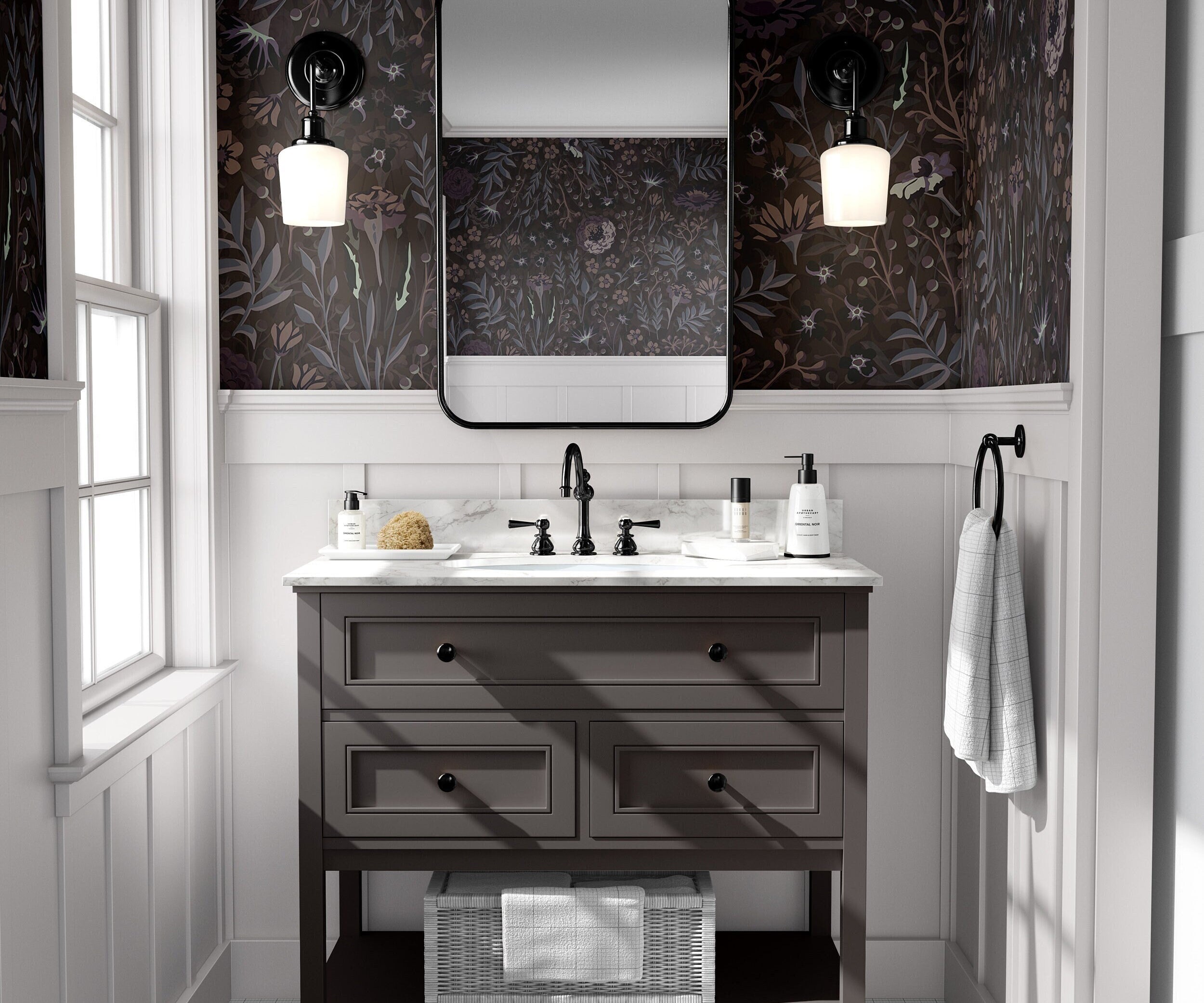 moody floral wallpaper in blackberry and plum 762