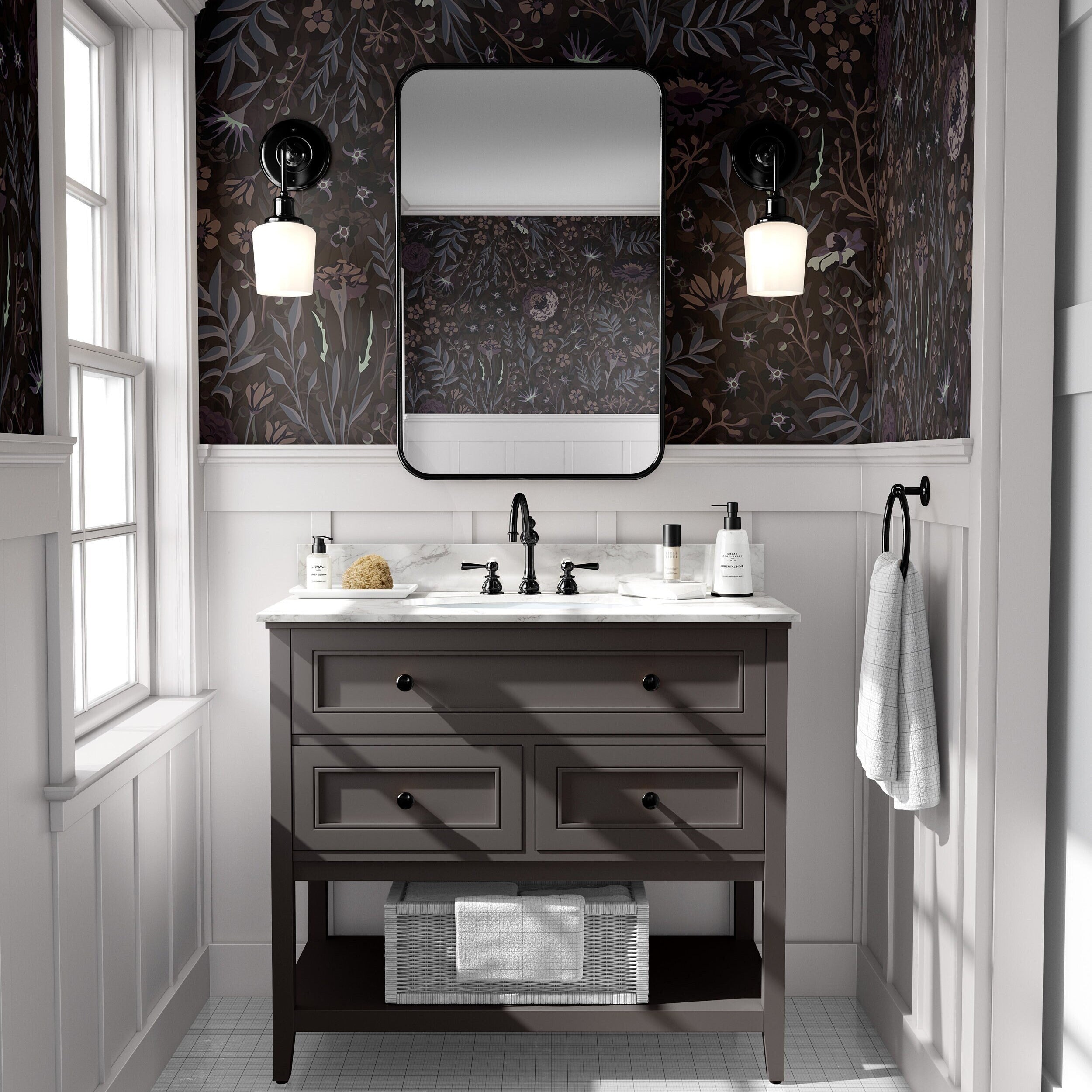 moody floral wallpaper in blackberry and plum 762