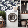 dark navy wallpaper with white botanical flower pattern 2039