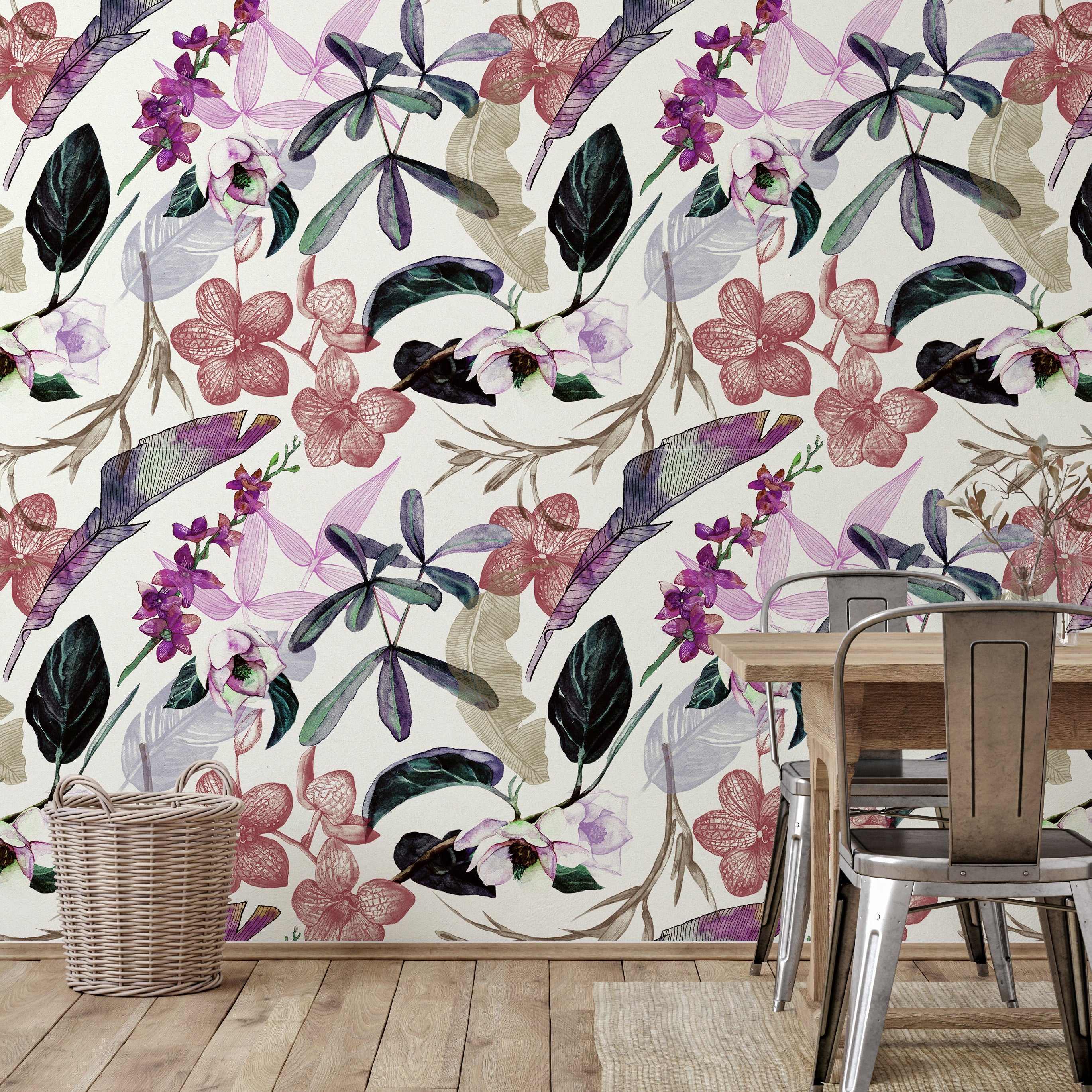 colorful botanical wallpaper for kitchens 2351

