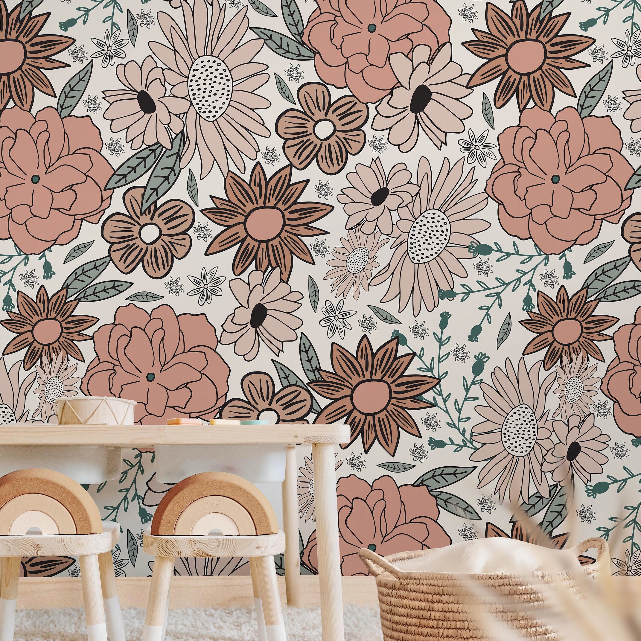 oversized flower wallpaper 382 for nursery decor

