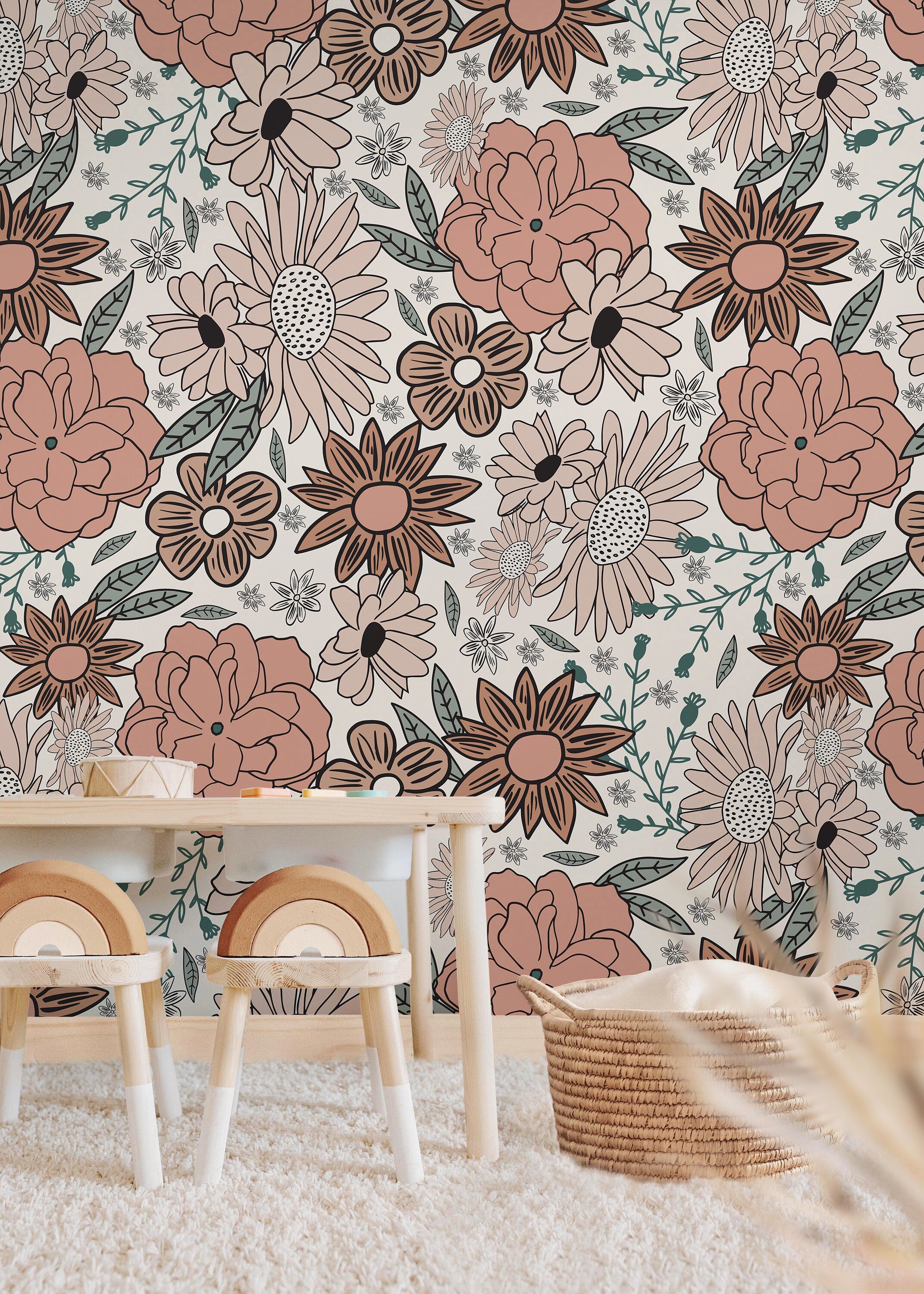 oversized flower wallpaper 382 for nursery decor

