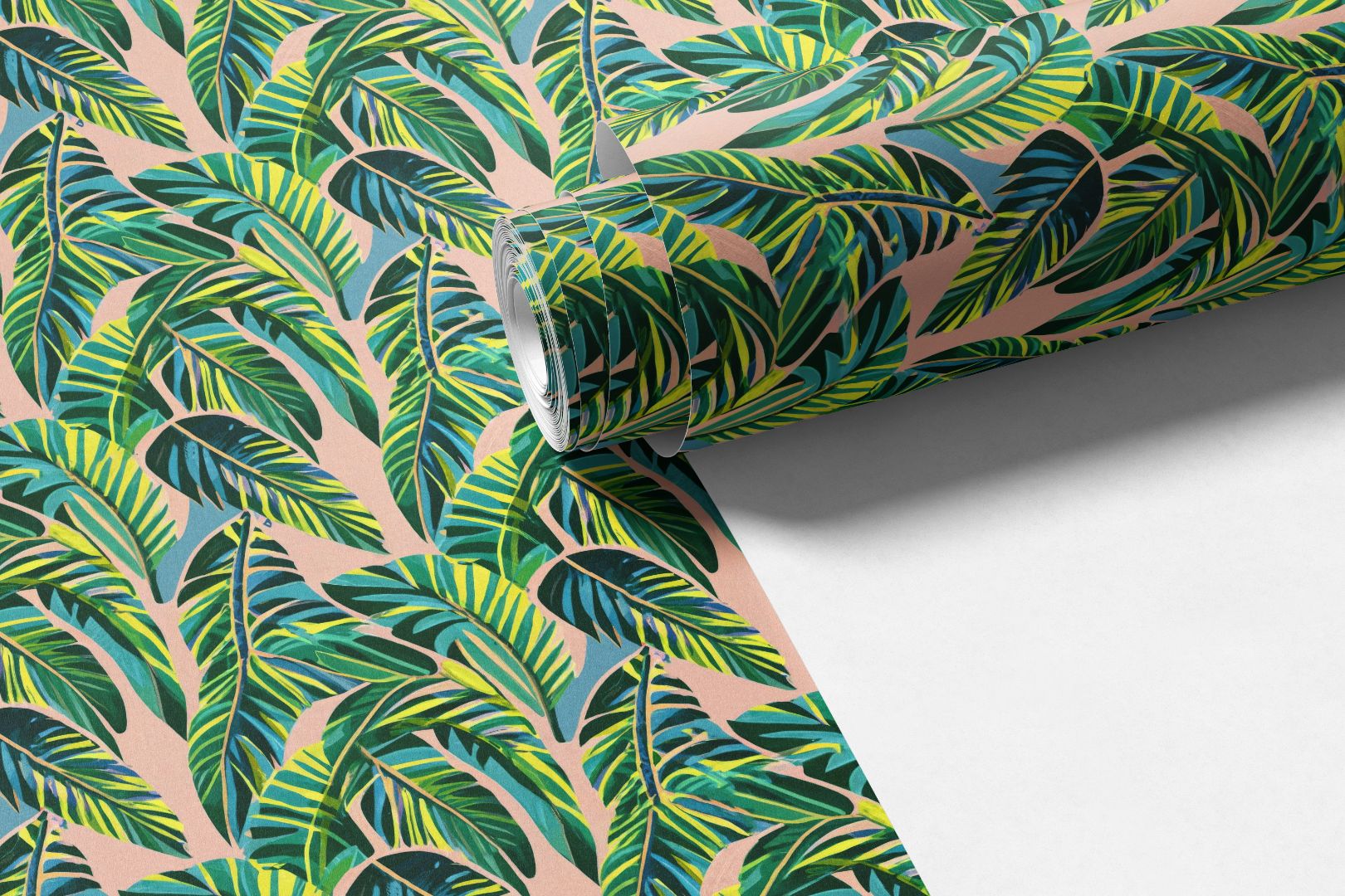 Modern tropical leaf contact paper with layered greenery