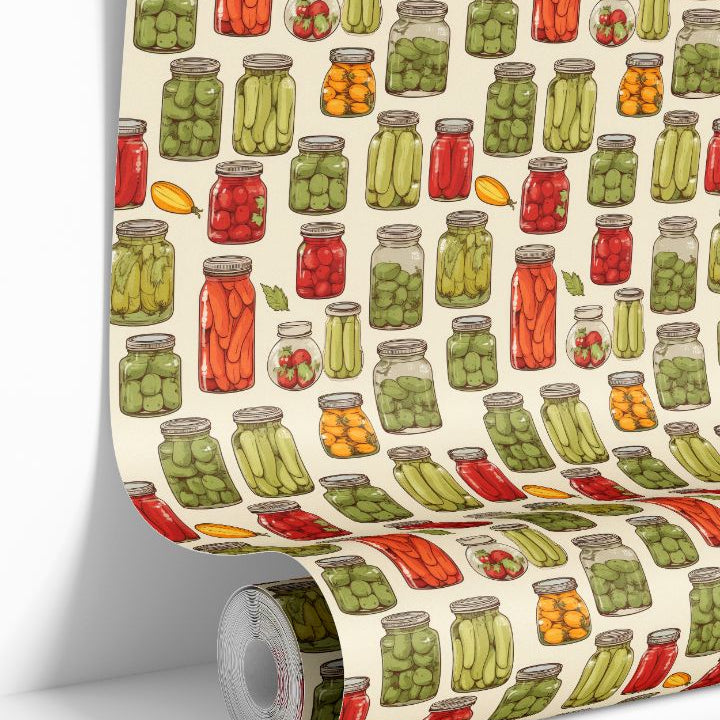 wallpaper roll pickled pantry vintage kitchen wallpaper 2138 with canning jar design