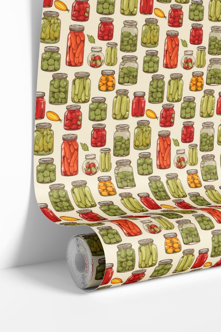 wallpaper roll pickled pantry vintage kitchen wallpaper 2138 with canning jar design