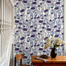 blue stem floral wallpaper pattern