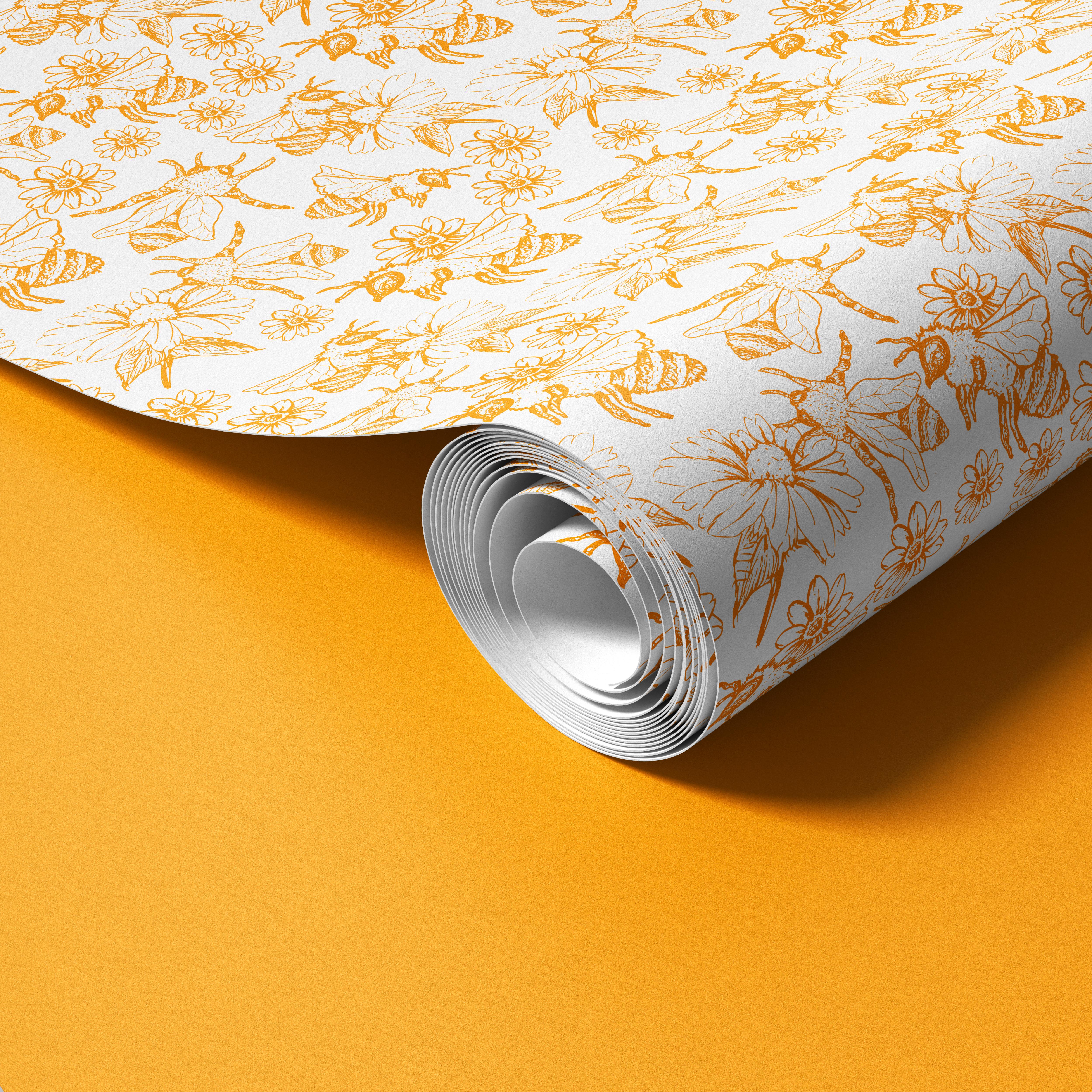 Pollinators Paradise contact paper with bees, wildflowers, and golden leaves