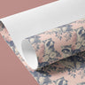 blush raccoon toile contact paper installed on decorative surface