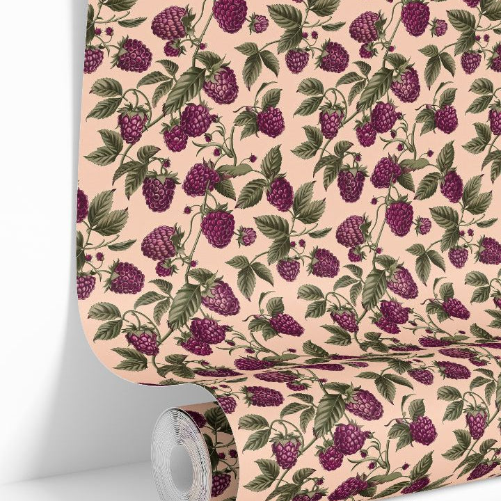 raspberry grove vintage botanical wallpaper roll – 2140