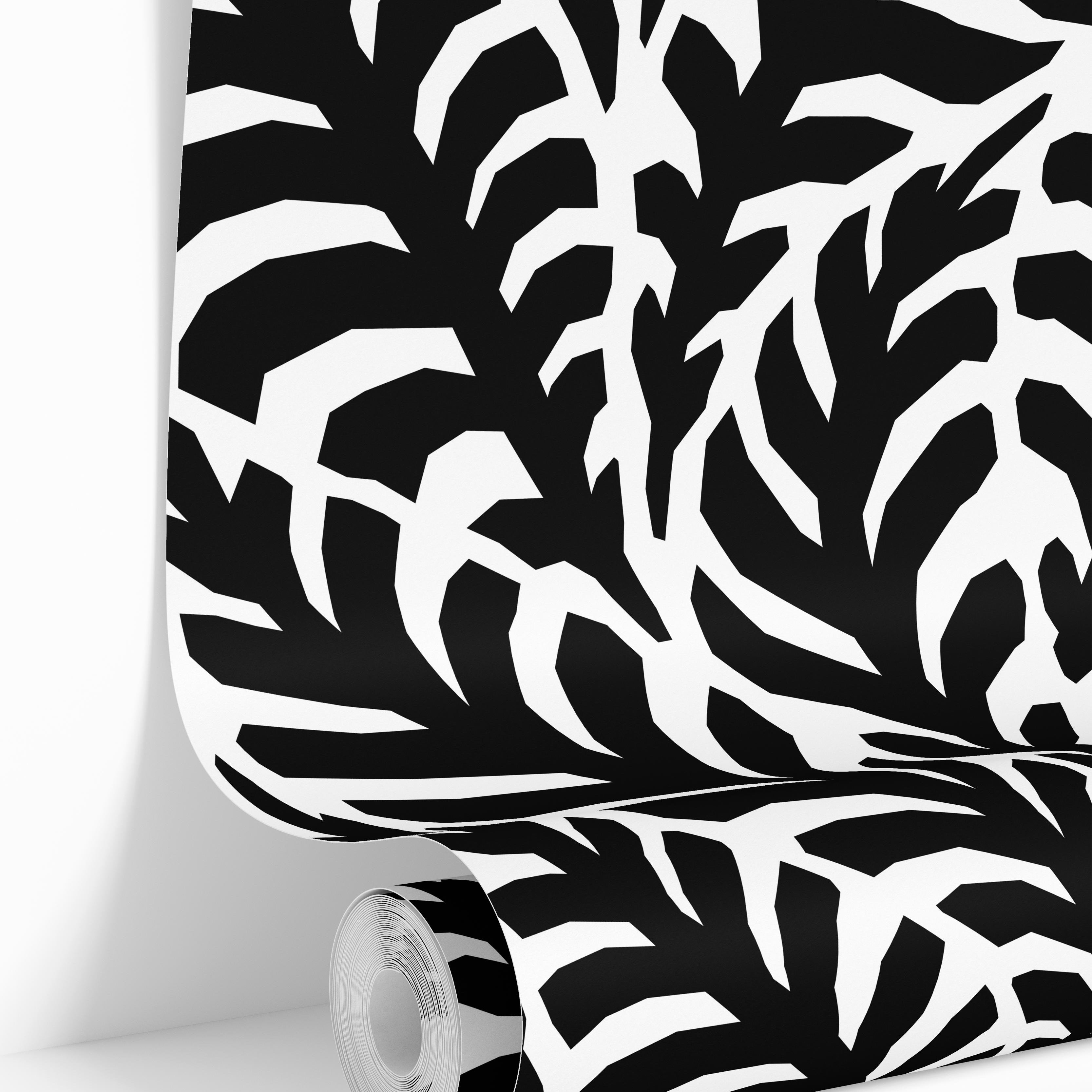 wallpaper roll monochrome jungle design 1215