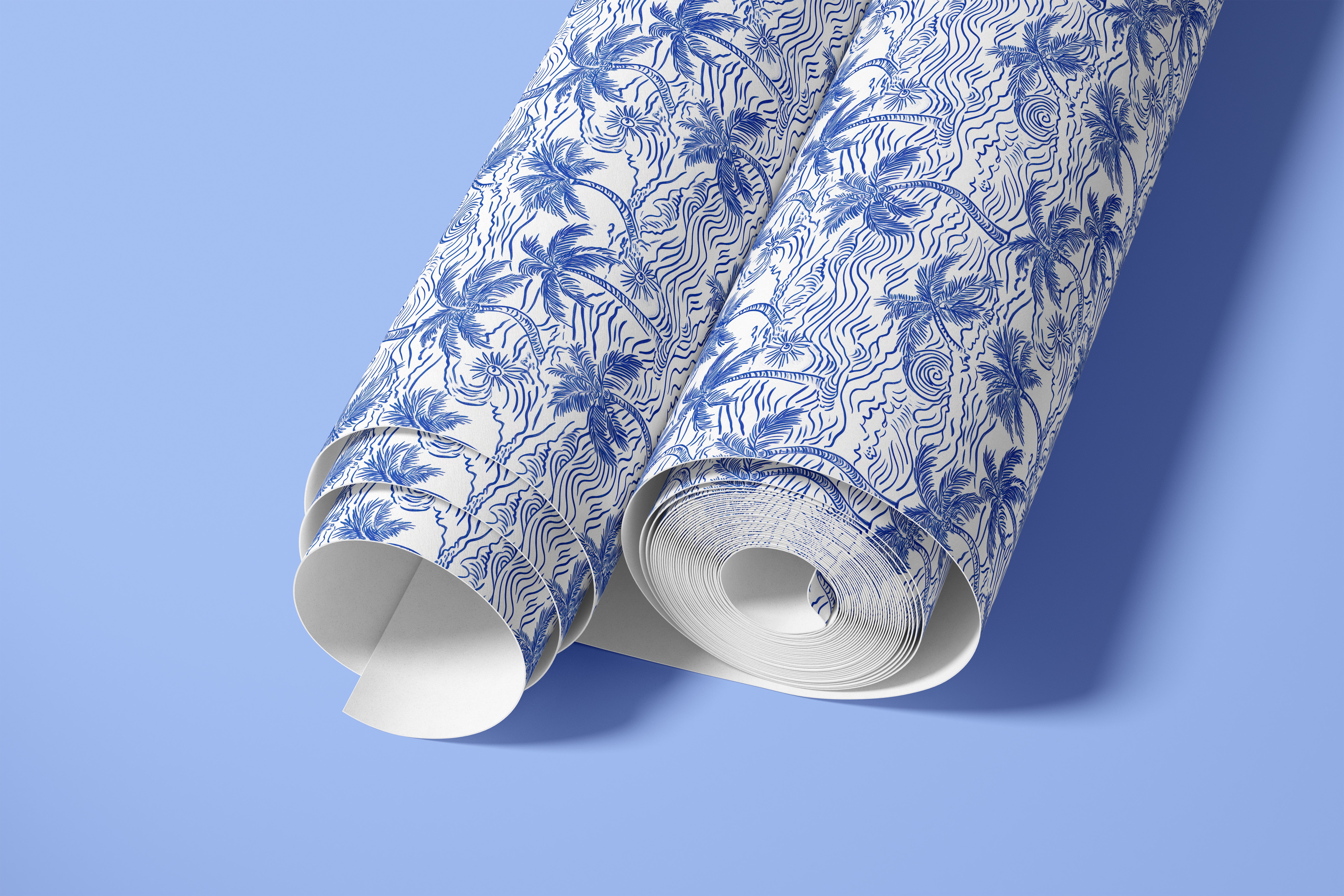 Seaside Social Coastal Palm Contact Paper Blue White for Cabinets ...
