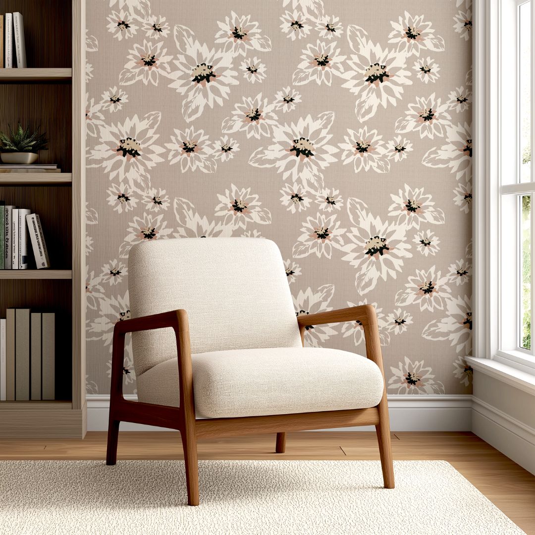 silken bloom luxury floral wallpaper neutral tones