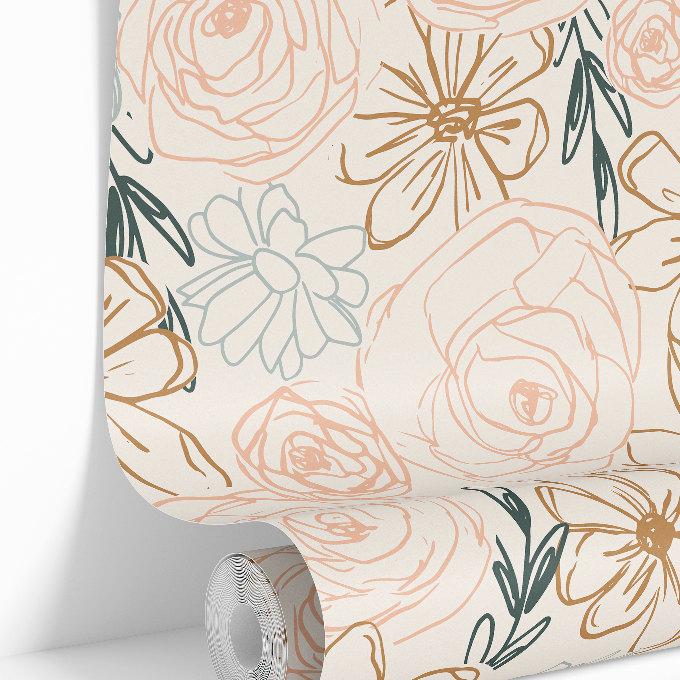 wallpaper sketch floral pattern roll 157 