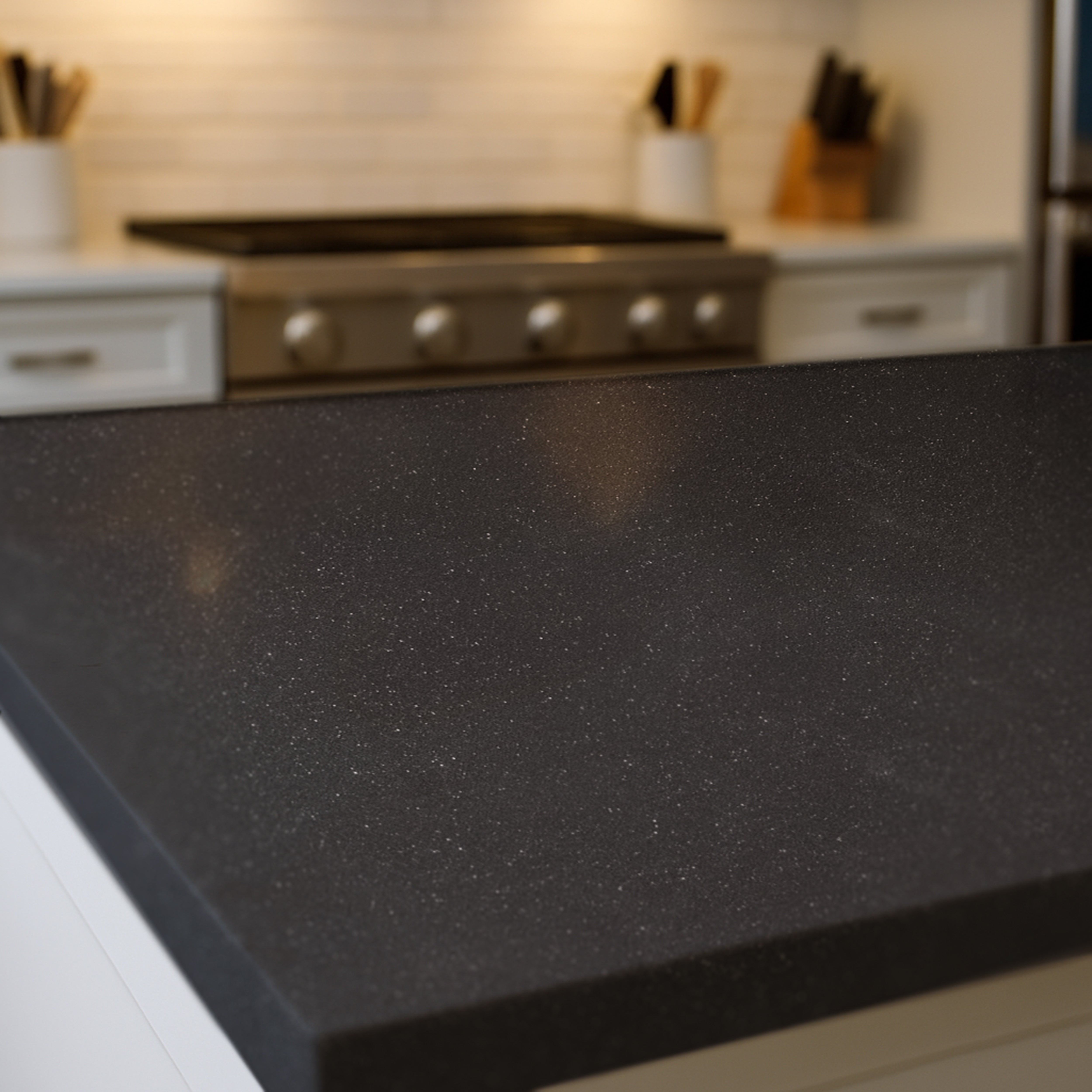 starlit slate black stone countertop film with subtle speckled finish