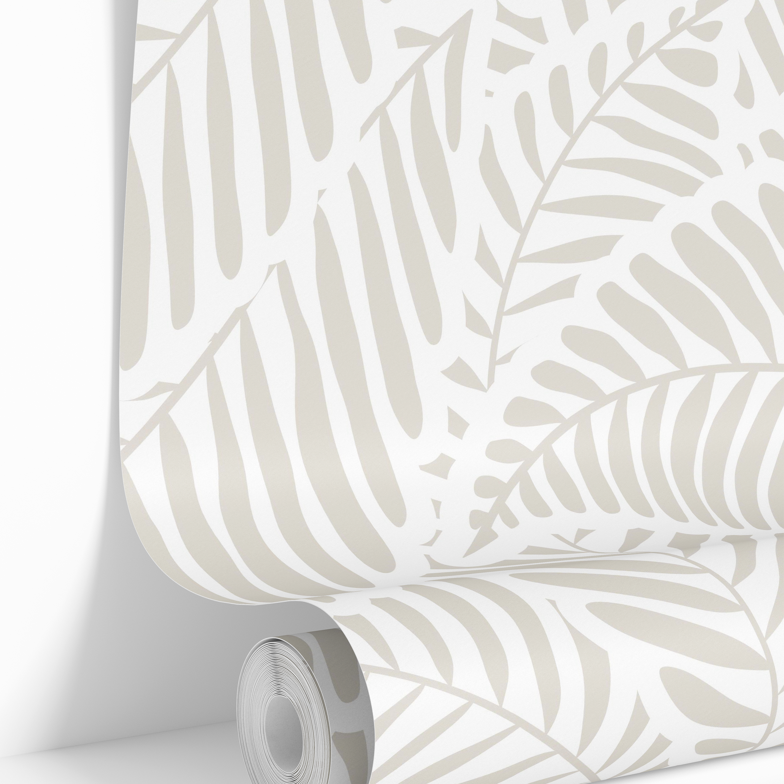 wallpaper roll image with beige frond print