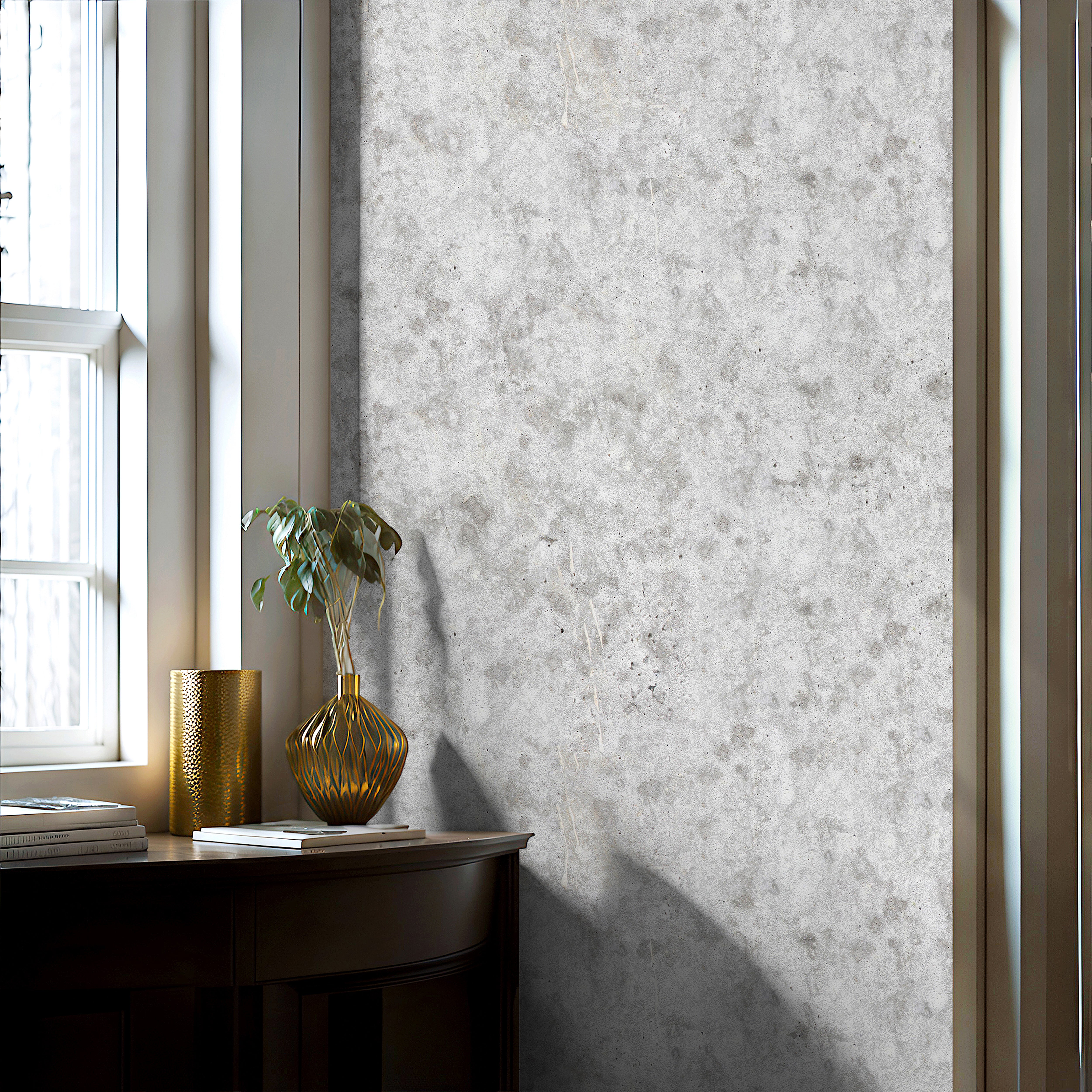 light gray concrete wallpaper with soft stonewashed cement texture for modern accent walls