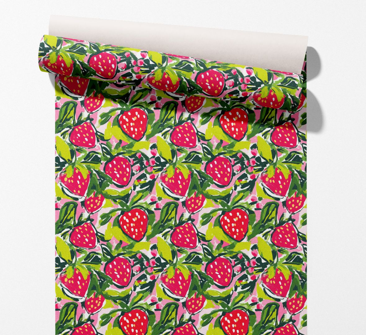 contact paper roll showing strawberry fruit pattern for cabinets shelves and furniture surfaces