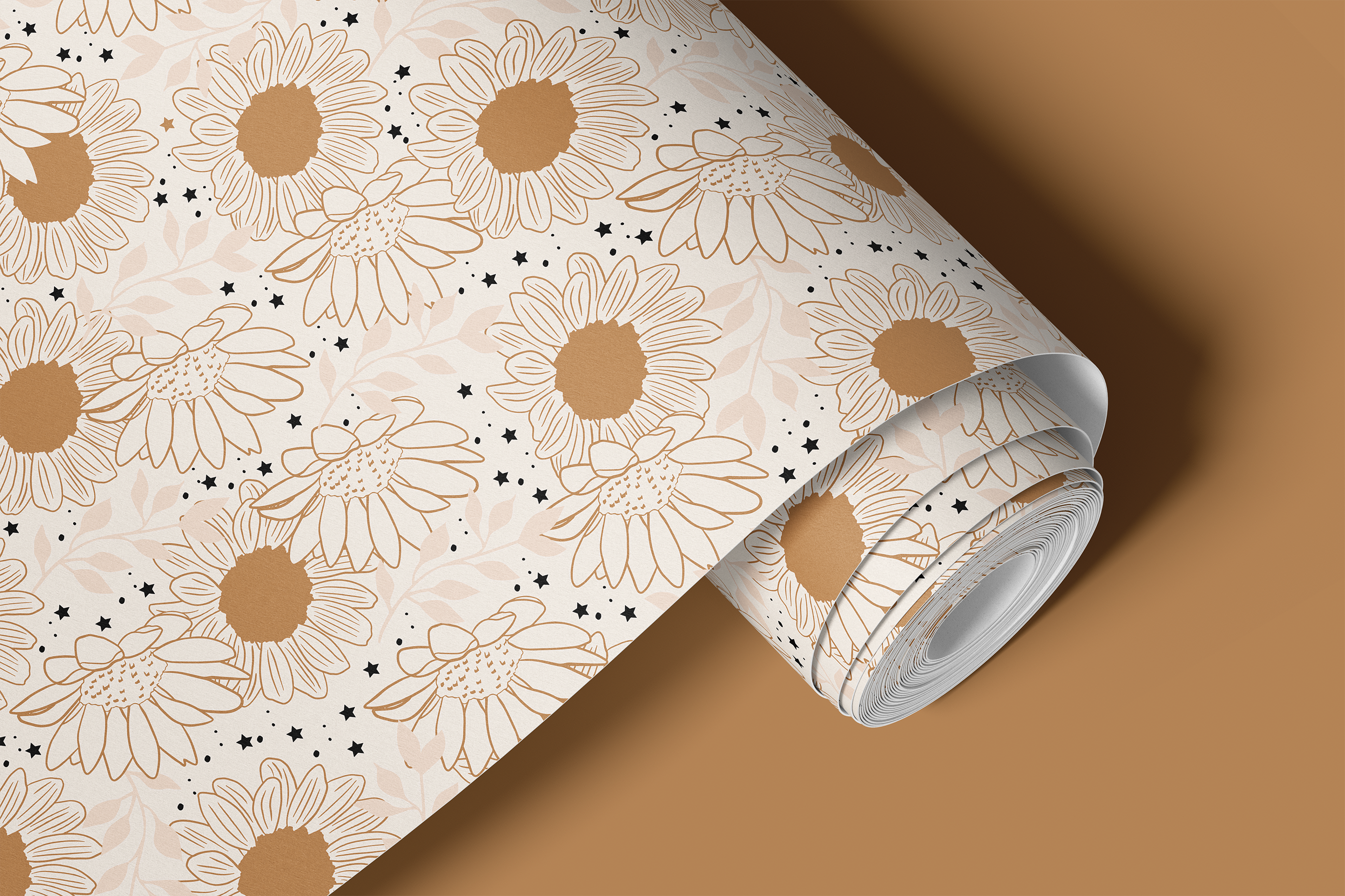 boho floral contact paper with celestial accents
