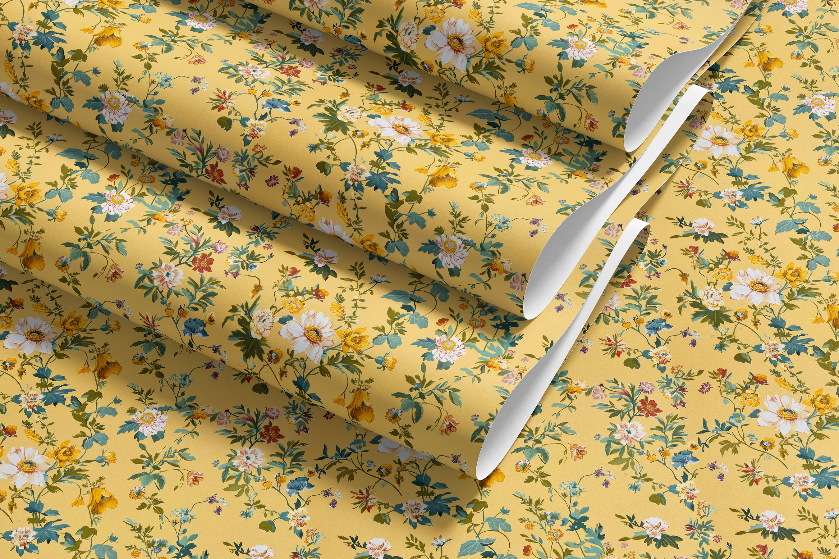 Golden Meadow – 1959 Vintage Floral Contact Paper