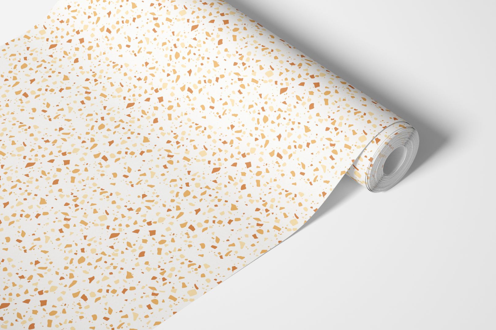 terracina warm terrazzo countertop film roll in creamy white and amber speckled design